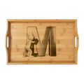 Monogram Letter M Engraved Bamboo Serving Tray | Personalized Initial Tray