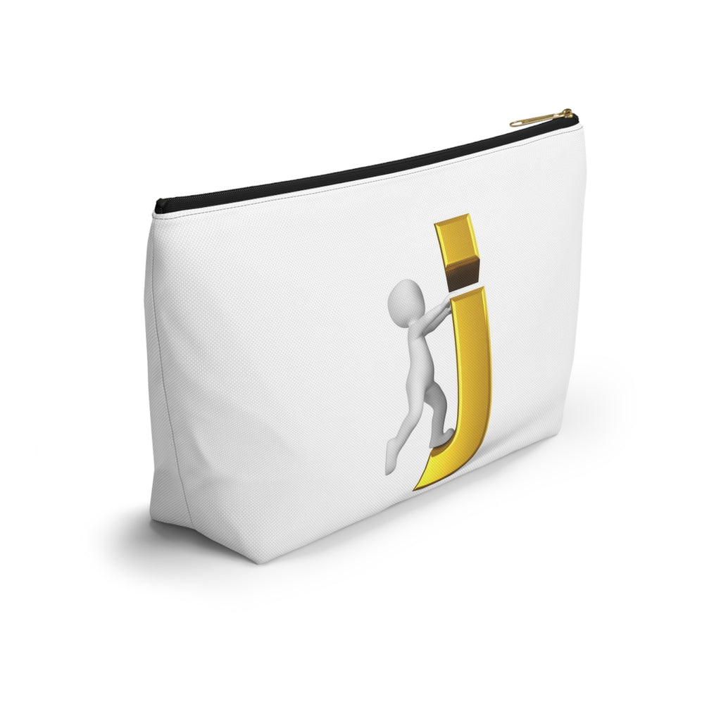 Stick Figure Pushing Gold Letter J Accessory Pouch