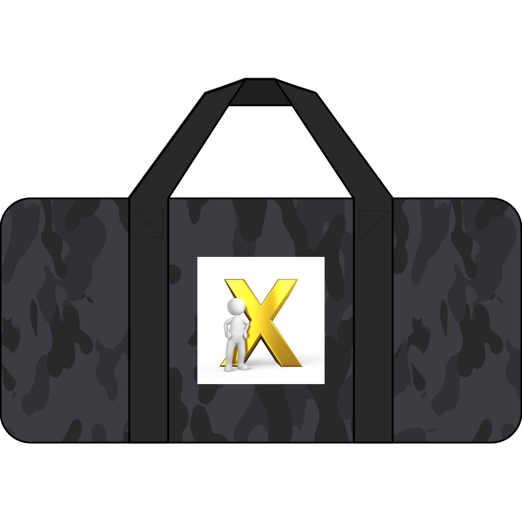 Gold X logo duffel bag | checkered or camo strap options