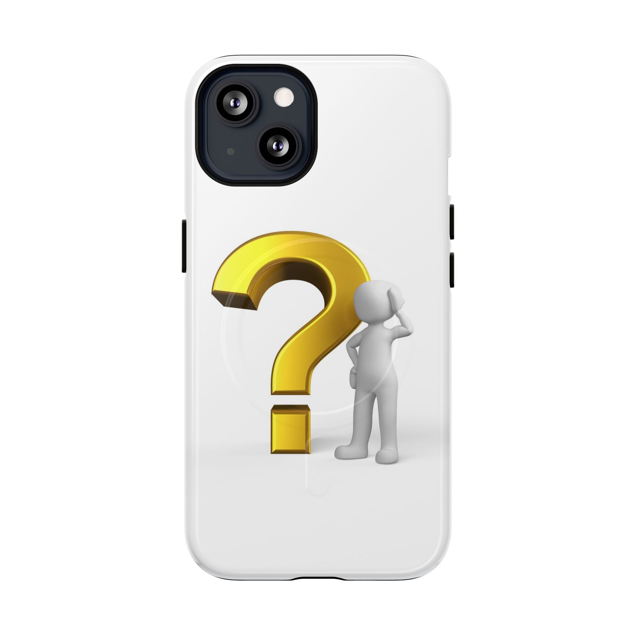 Coque de téléphone 3D point d'interrogation | Coque magnétique robuste