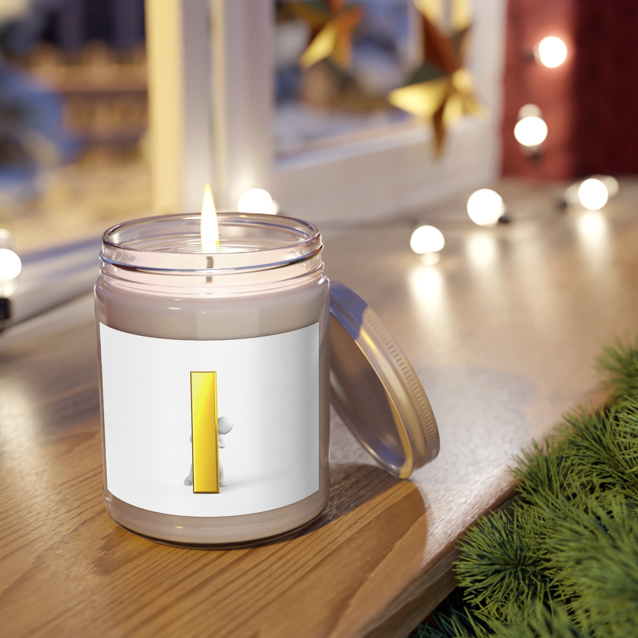 Minimalist 3D Letter i Candle, Soy Candle Jar 9oz