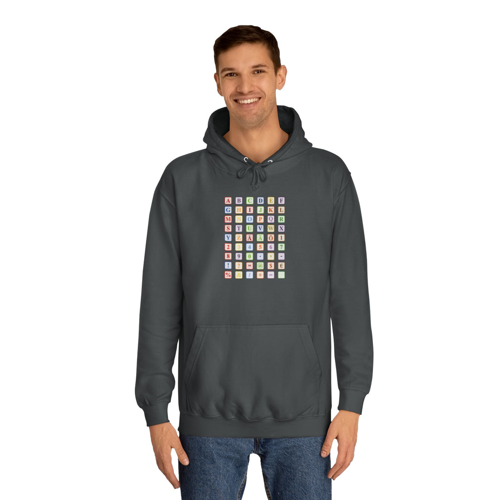 Alphabet Blocks Hoodie | Colorful Letter Grid, Back & Front Print