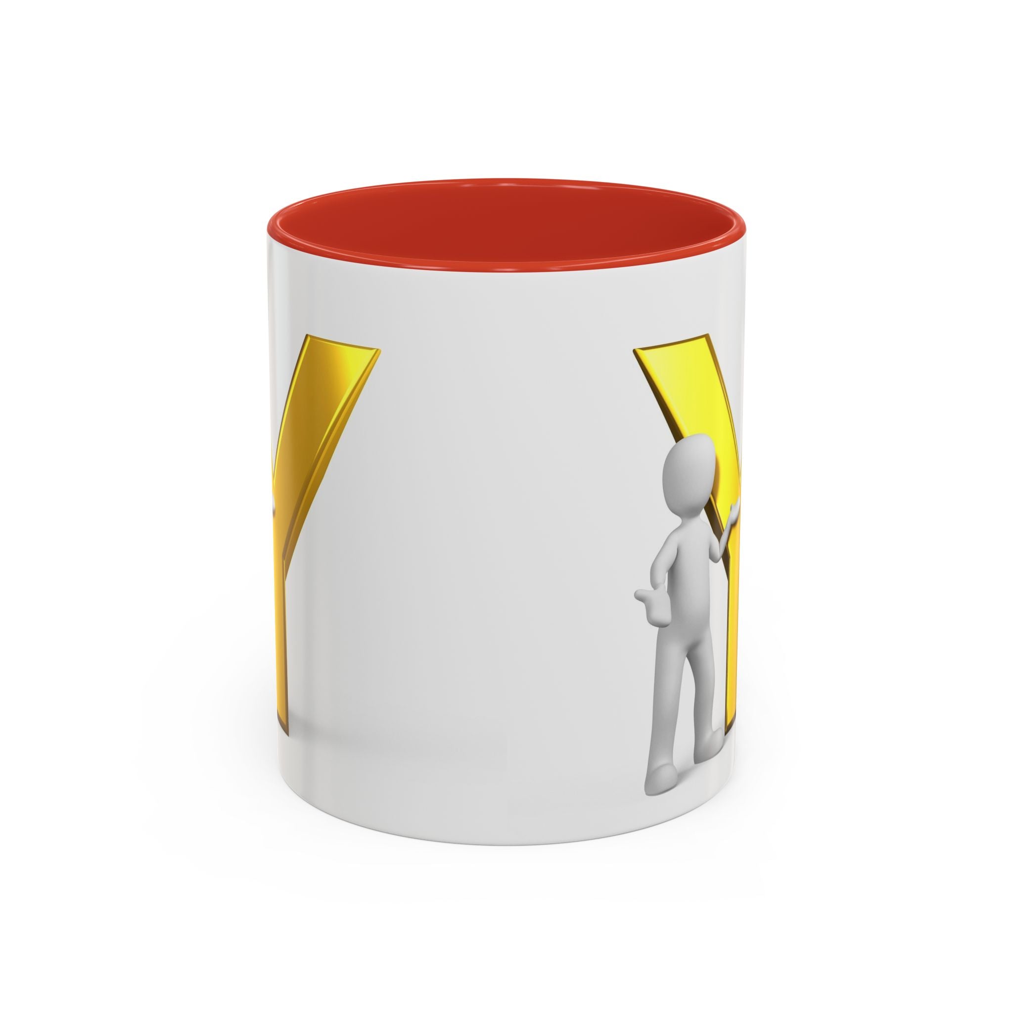 Tasse à café avec lettre Y dorée et personnage | Anse et intérieur contrastés