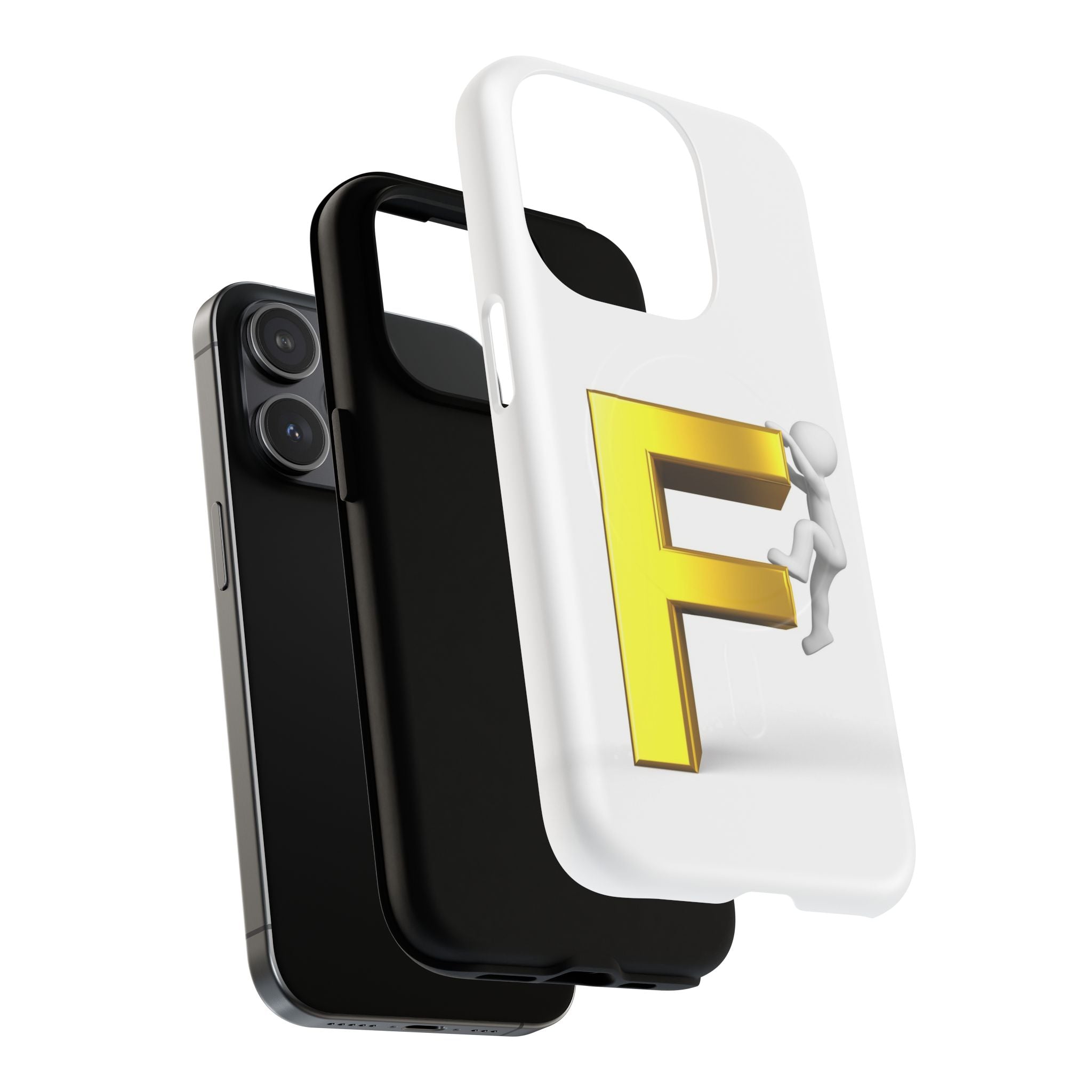 3D Gold Letter F Climber Phone Case | Magnetic Tough Case