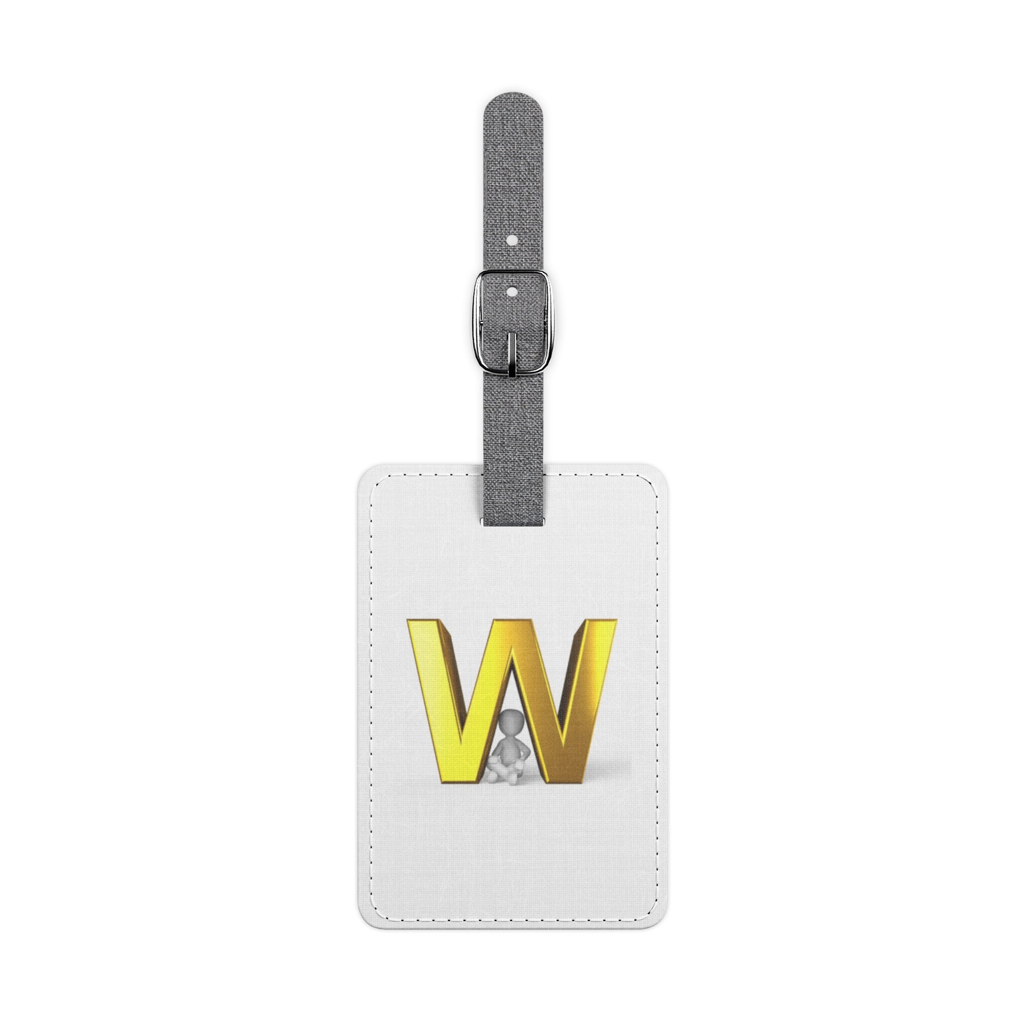 Gold Monogram W Initial luggage tag | Saffiano polyester rectangle