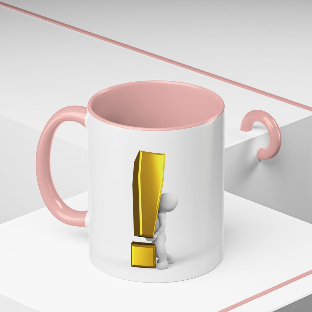Mug Bonhomme Allumette Tenant un Point d'Exclamation Doré | Mug à Café Original 325ml 444ml