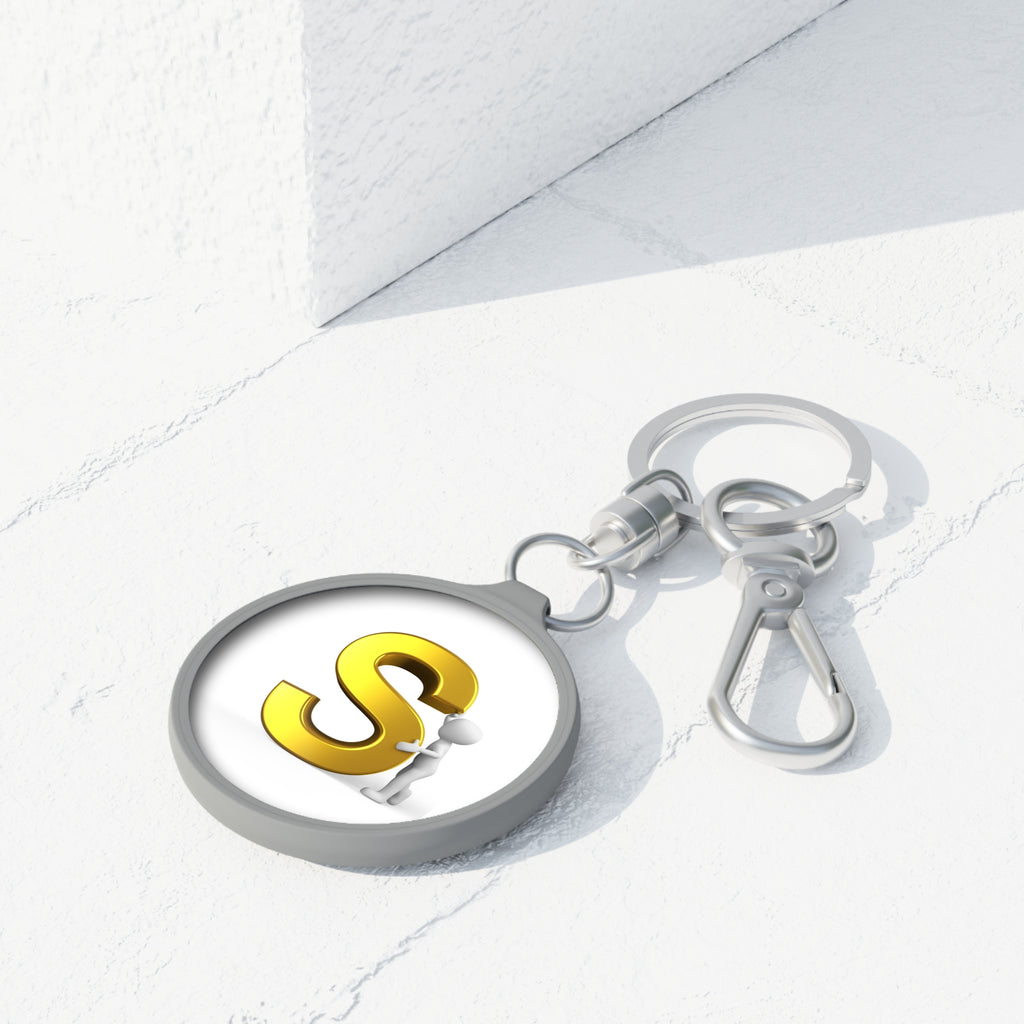 Gold Letter S Monogram Keyring | Round Initial Keychain