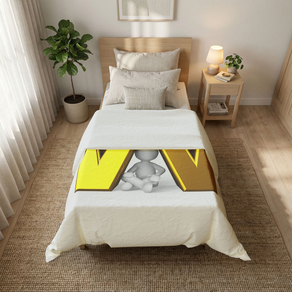 Gold Letter W Initial Duvet Cover | Monogram Bedding