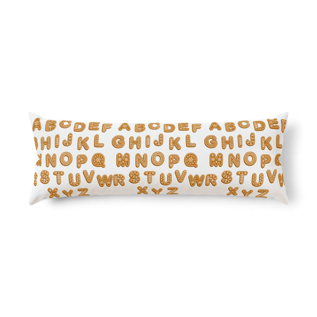 Alphabet Cookie Pattern Body Pillow | Gingerbread Letters Pillowcase