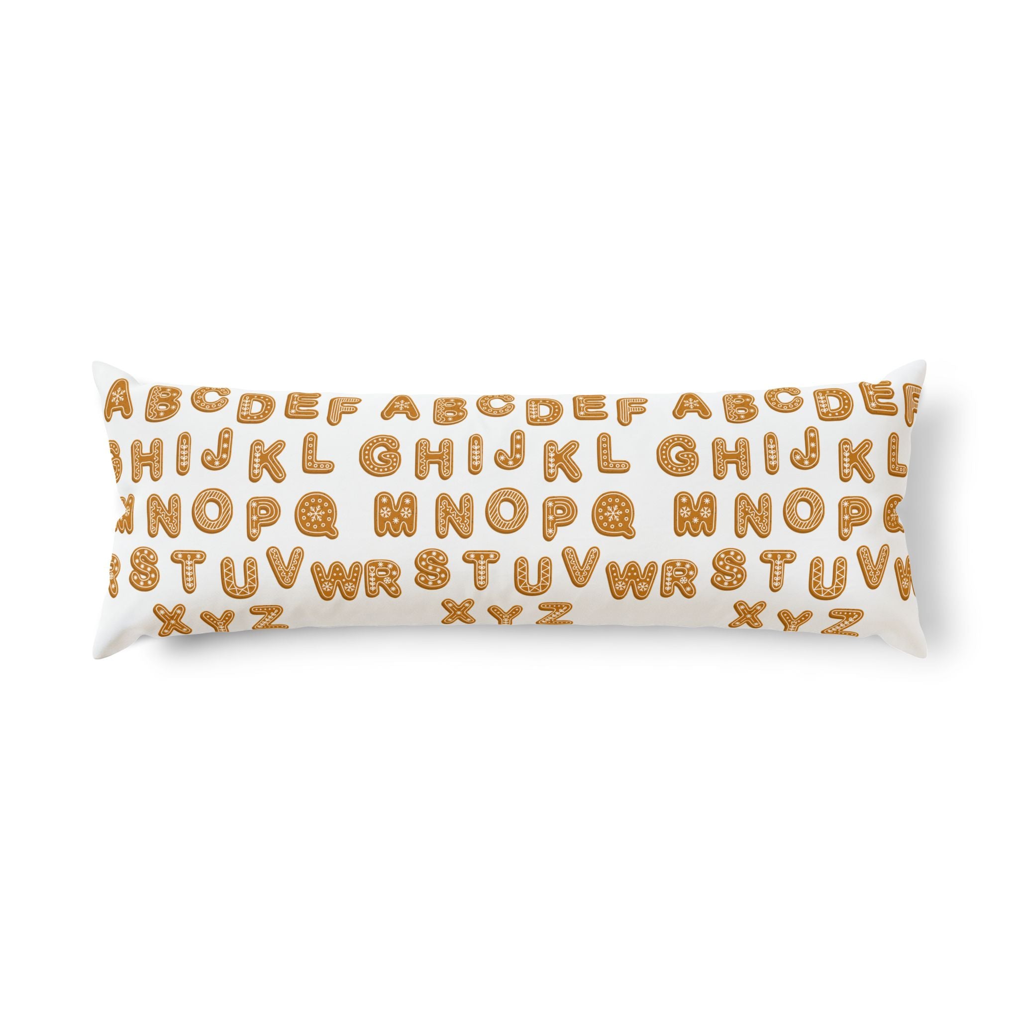 Alphabet Cookie Pattern Body Pillow | Gingerbread Letters Pillowcase