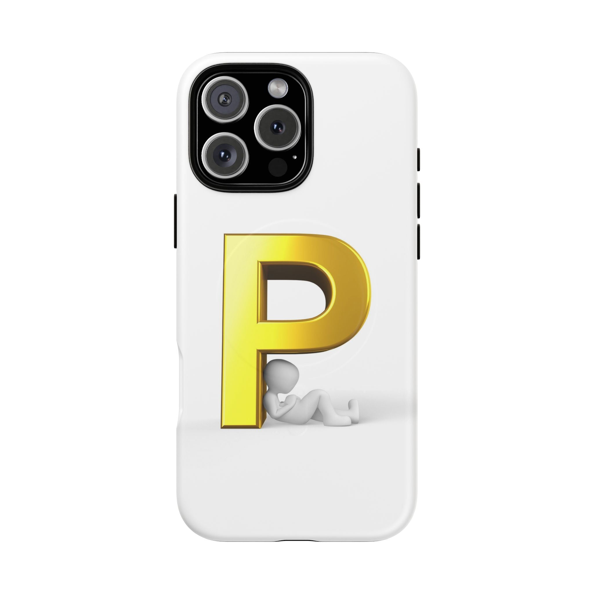 Coque de Téléphone Monogramme Lettre P Dorée | Coque Magnétique Robuste