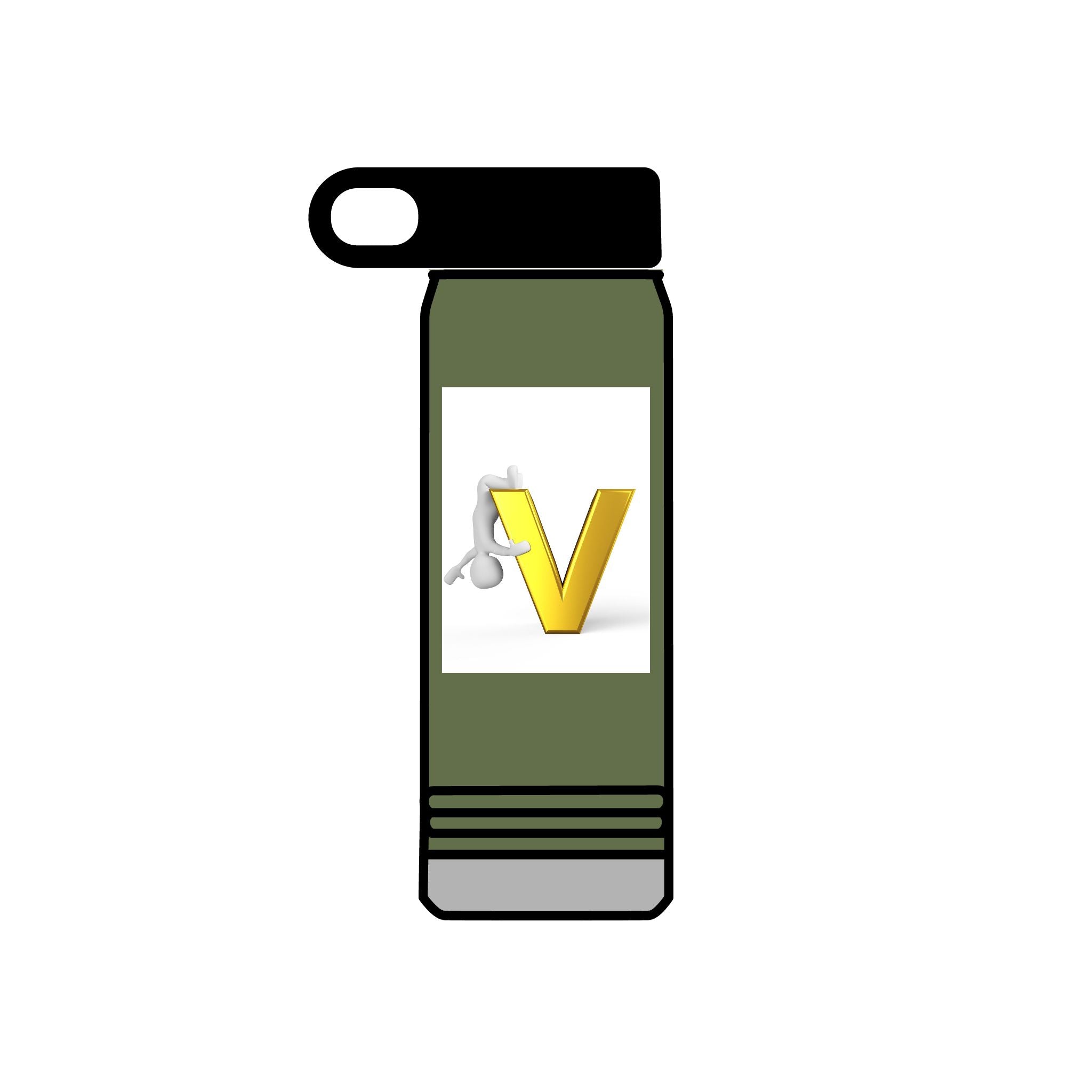 Bouteille d'eau Monogramme Lettre V Dorée | Bouteille de Voyage 600ml Initiale V