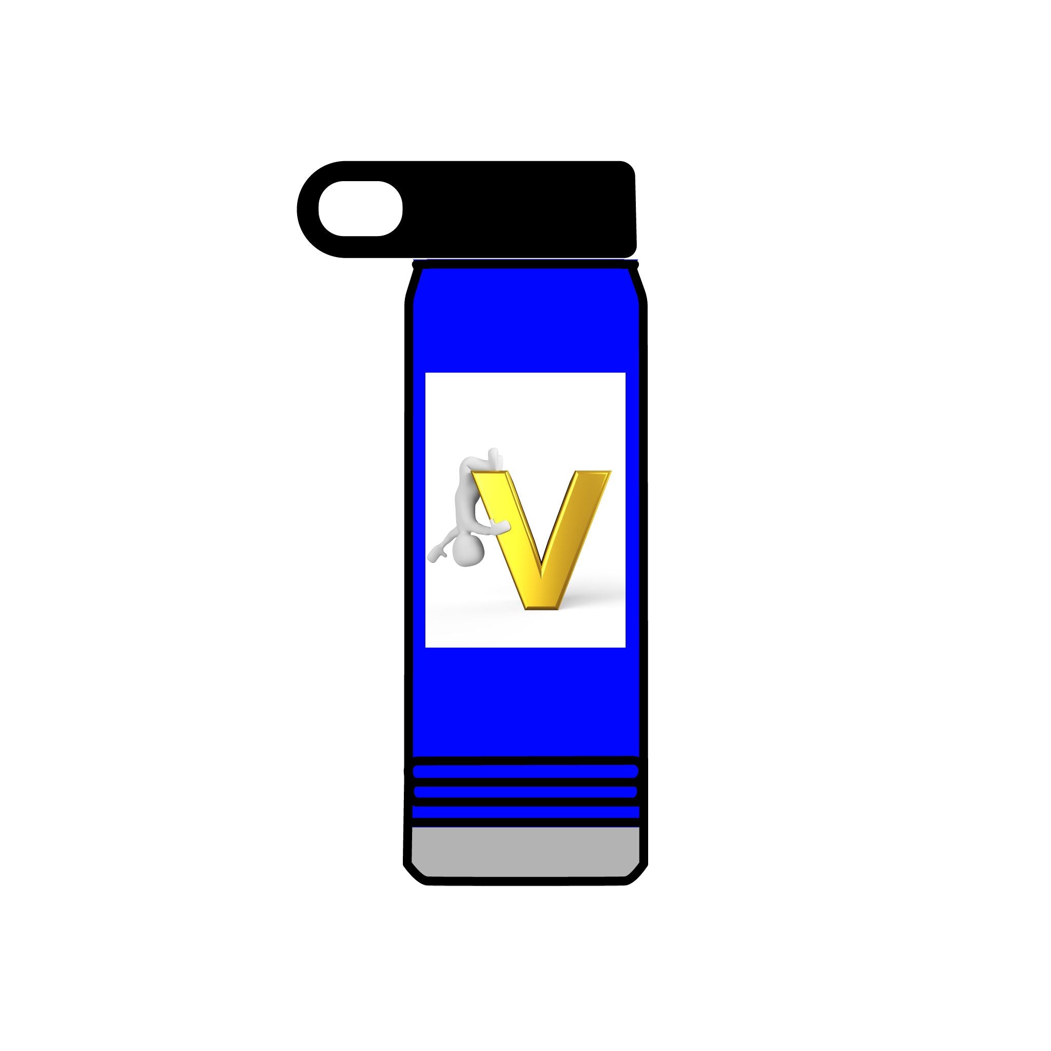 Bouteille d'eau Monogramme Lettre V Dorée | Bouteille de Voyage 600ml Initiale V