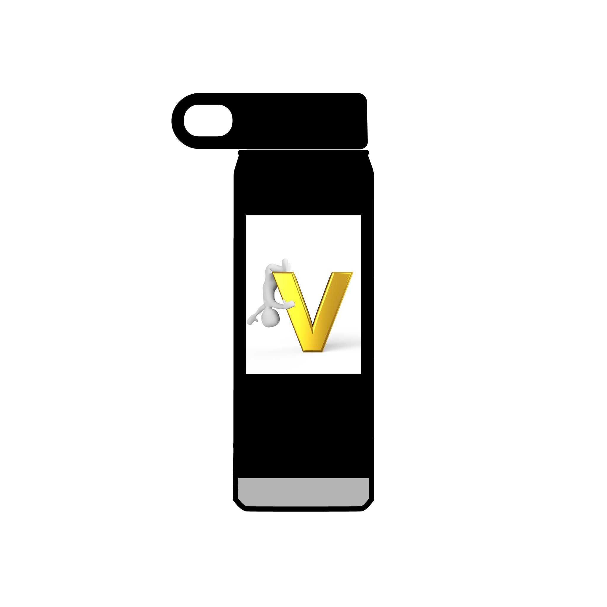 Bouteille d'eau Monogramme Lettre V Dorée | Bouteille de Voyage 600ml Initiale V