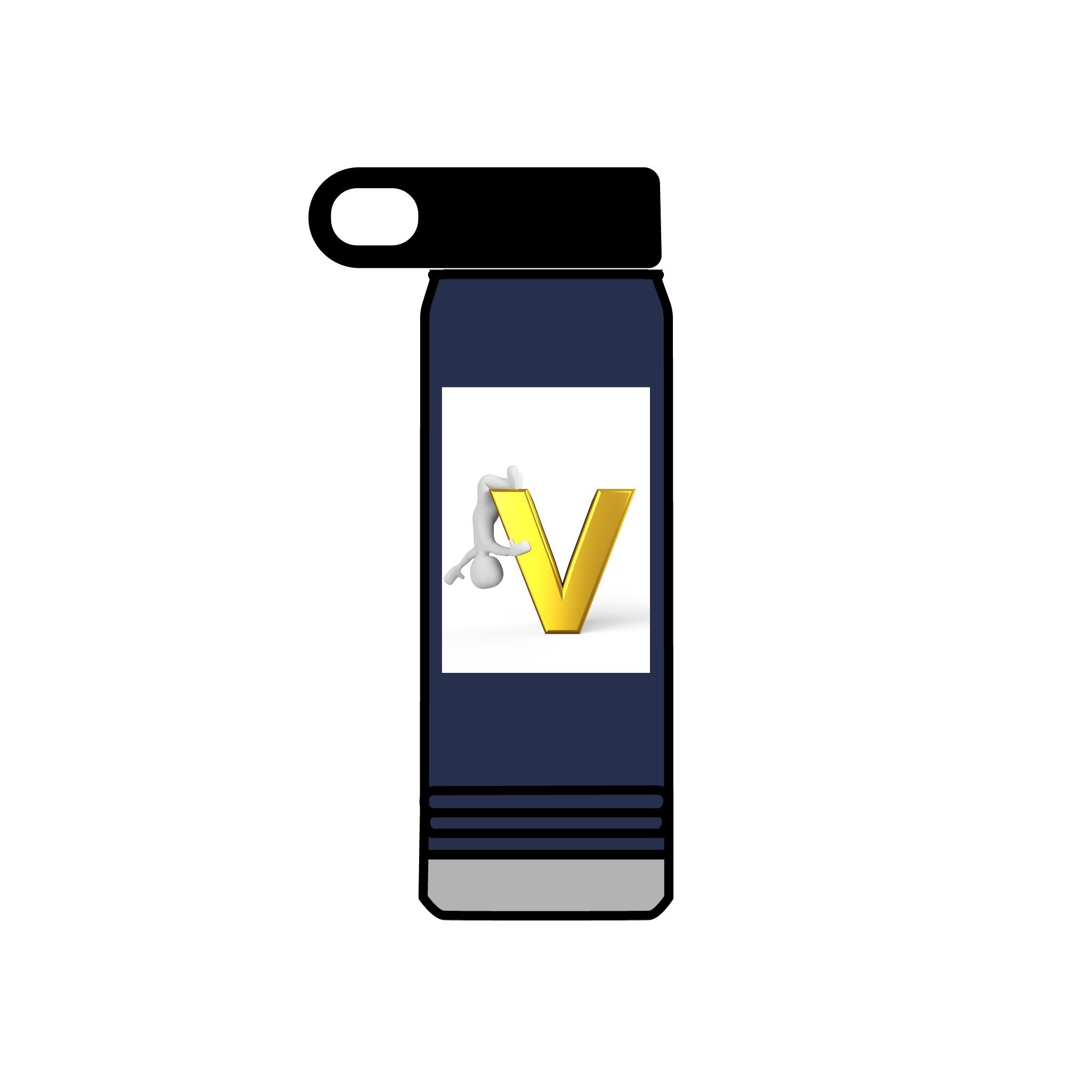 Bouteille d'eau Monogramme Lettre V Dorée | Bouteille de Voyage 600ml Initiale V