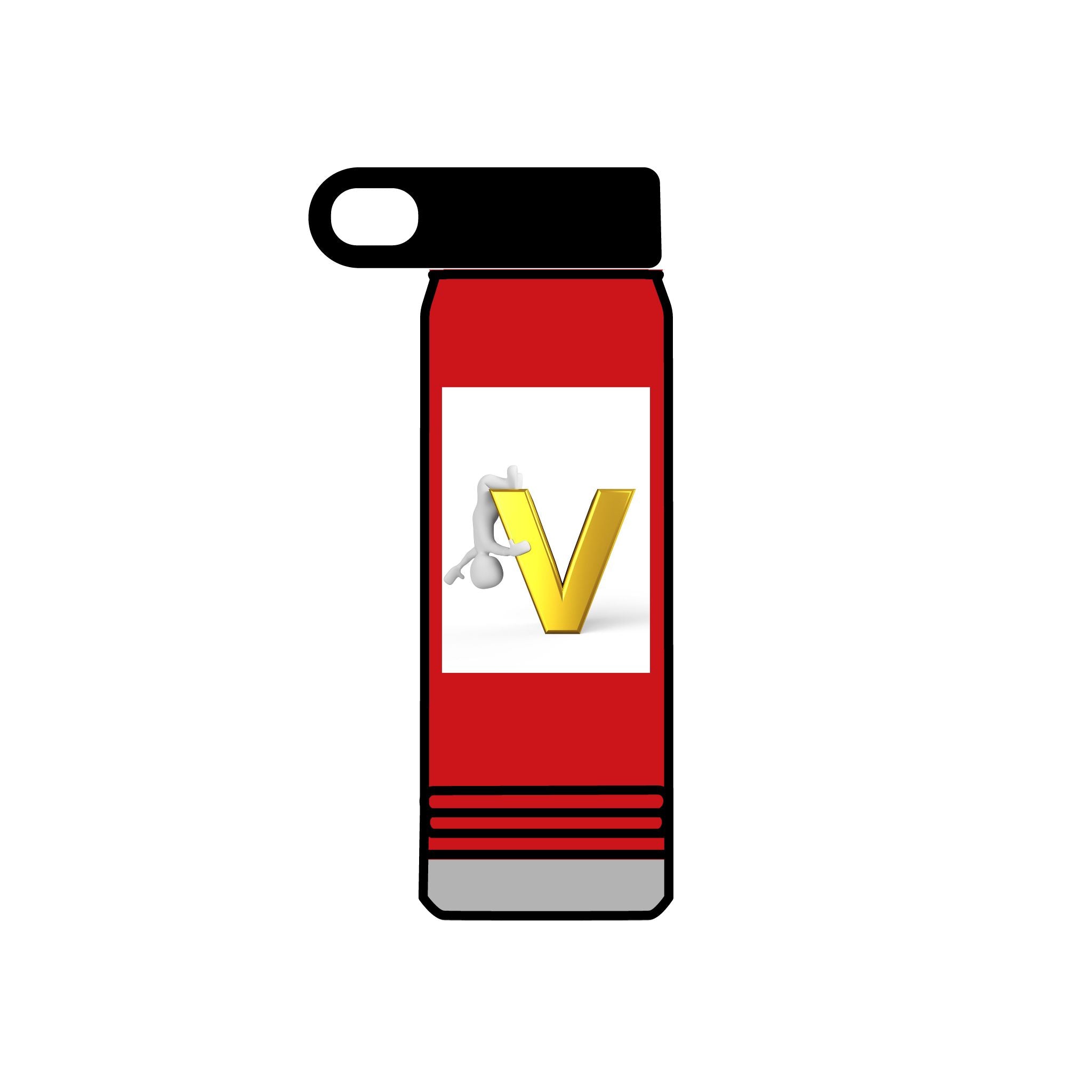 Bouteille d'eau Monogramme Lettre V Dorée | Bouteille de Voyage 600ml Initiale V
