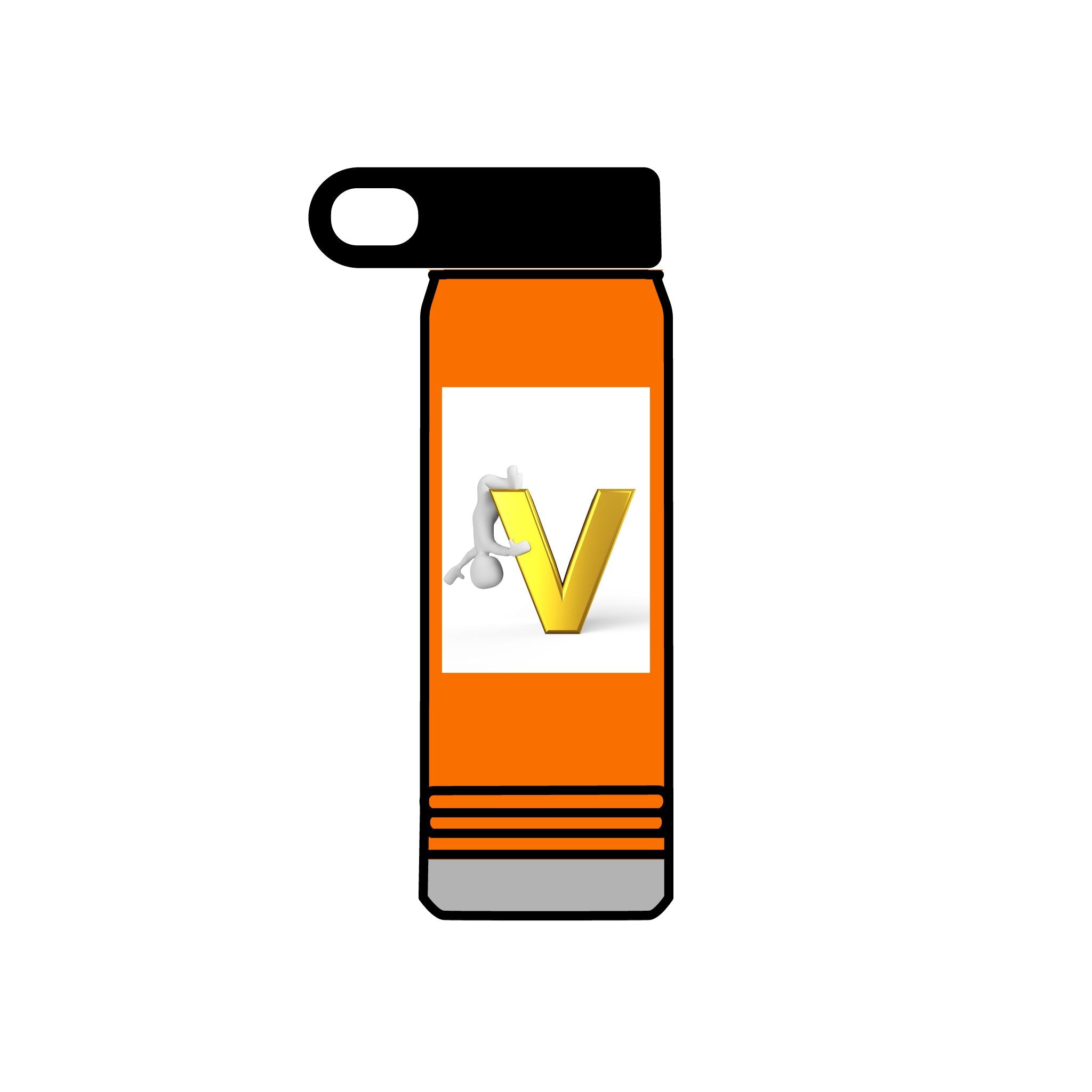 Bouteille d'eau Monogramme Lettre V Dorée | Bouteille de Voyage 600ml Initiale V
