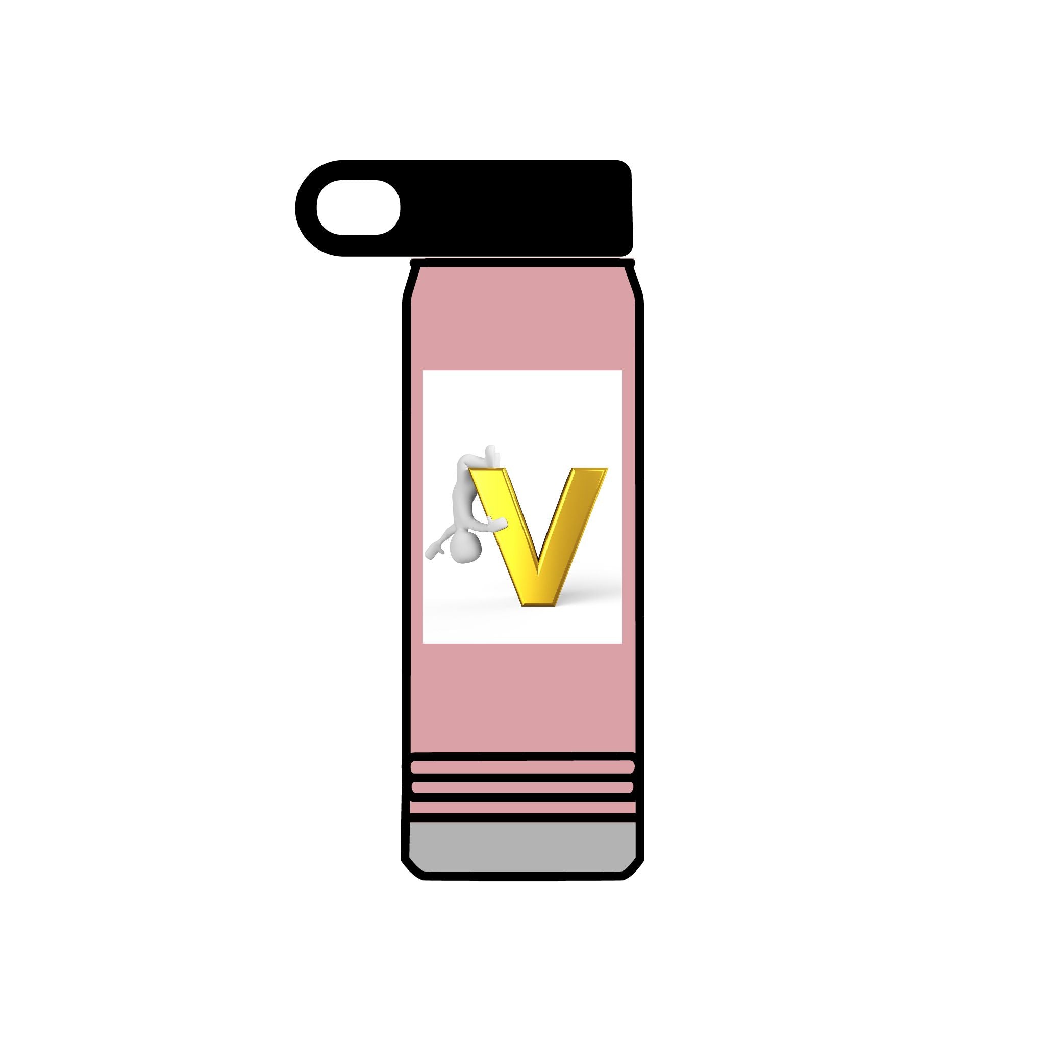 Bouteille d'eau Monogramme Lettre V Dorée | Bouteille de Voyage 600ml Initiale V