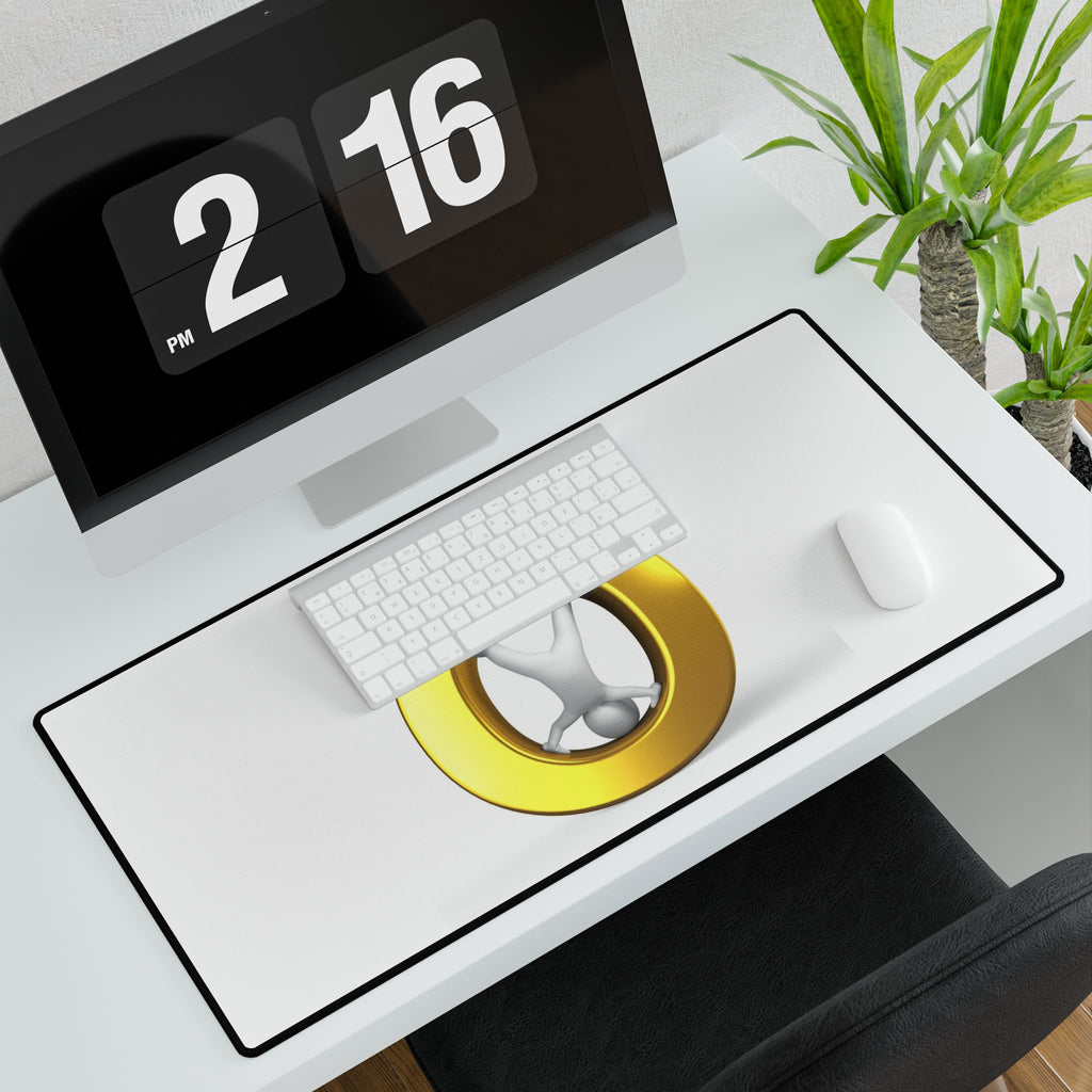 Gold Letter Ö Figure Desk Mat | Minimal 3D Symbol Mouse Pad