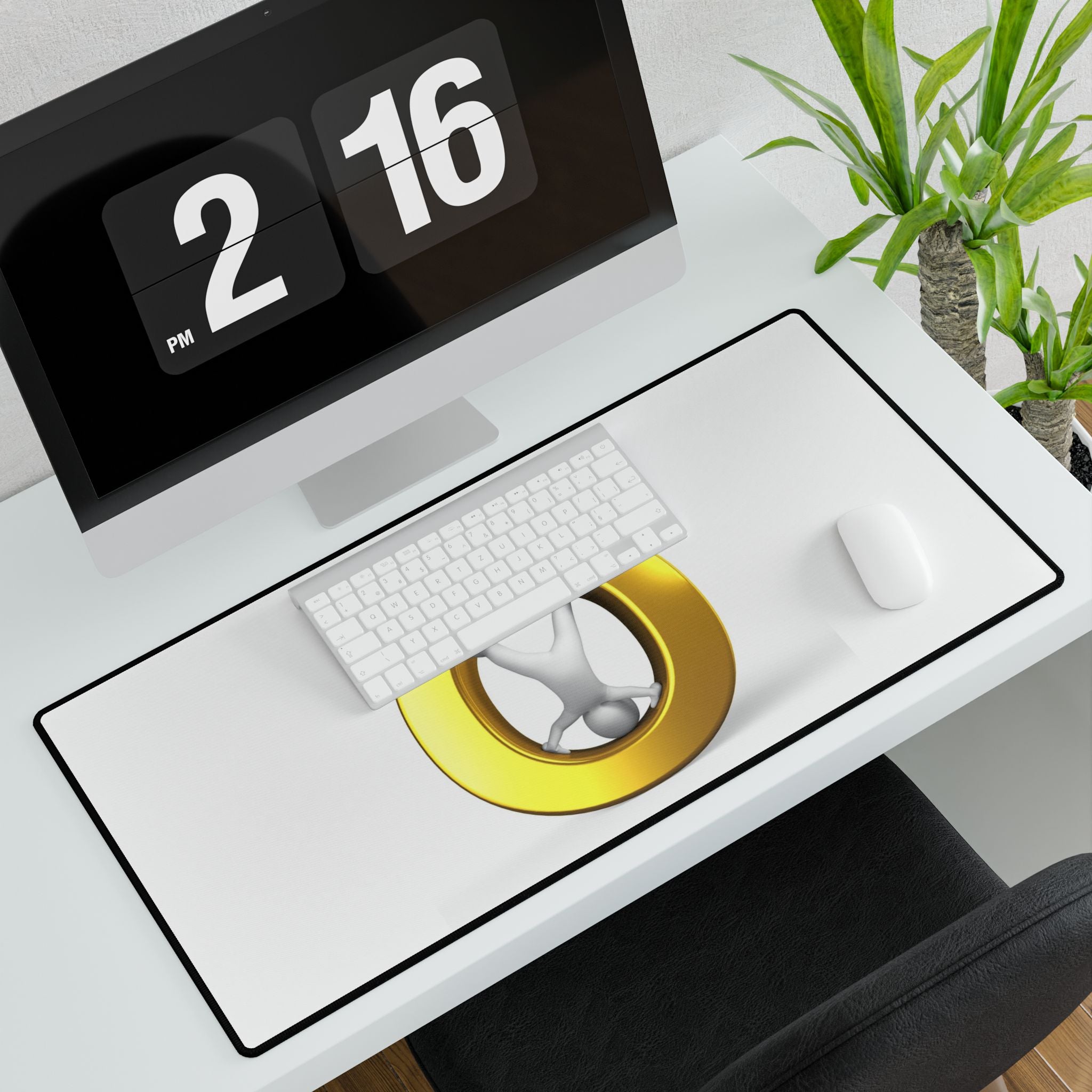 Gold Letter Ö Figure Desk Mat | Minimal 3D Symbol Mouse Pad