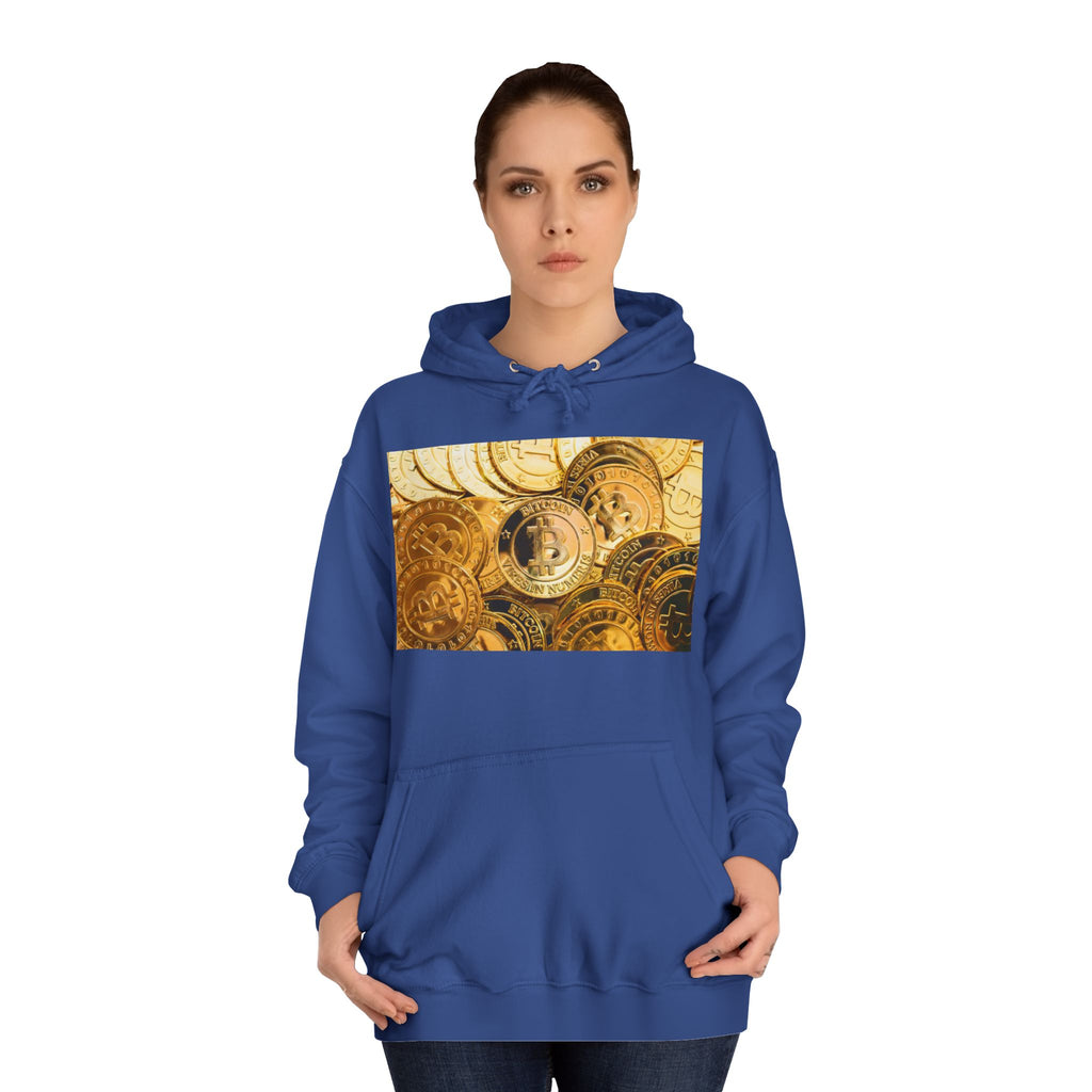 Golden Bitcoin Coins Hoodie | Crypto Cryptocurrency Crypto Art, Digital Currency Apparel