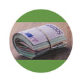 Bundle of Euro Cash Round Rug | Money Stack Round Mat, Green Accent