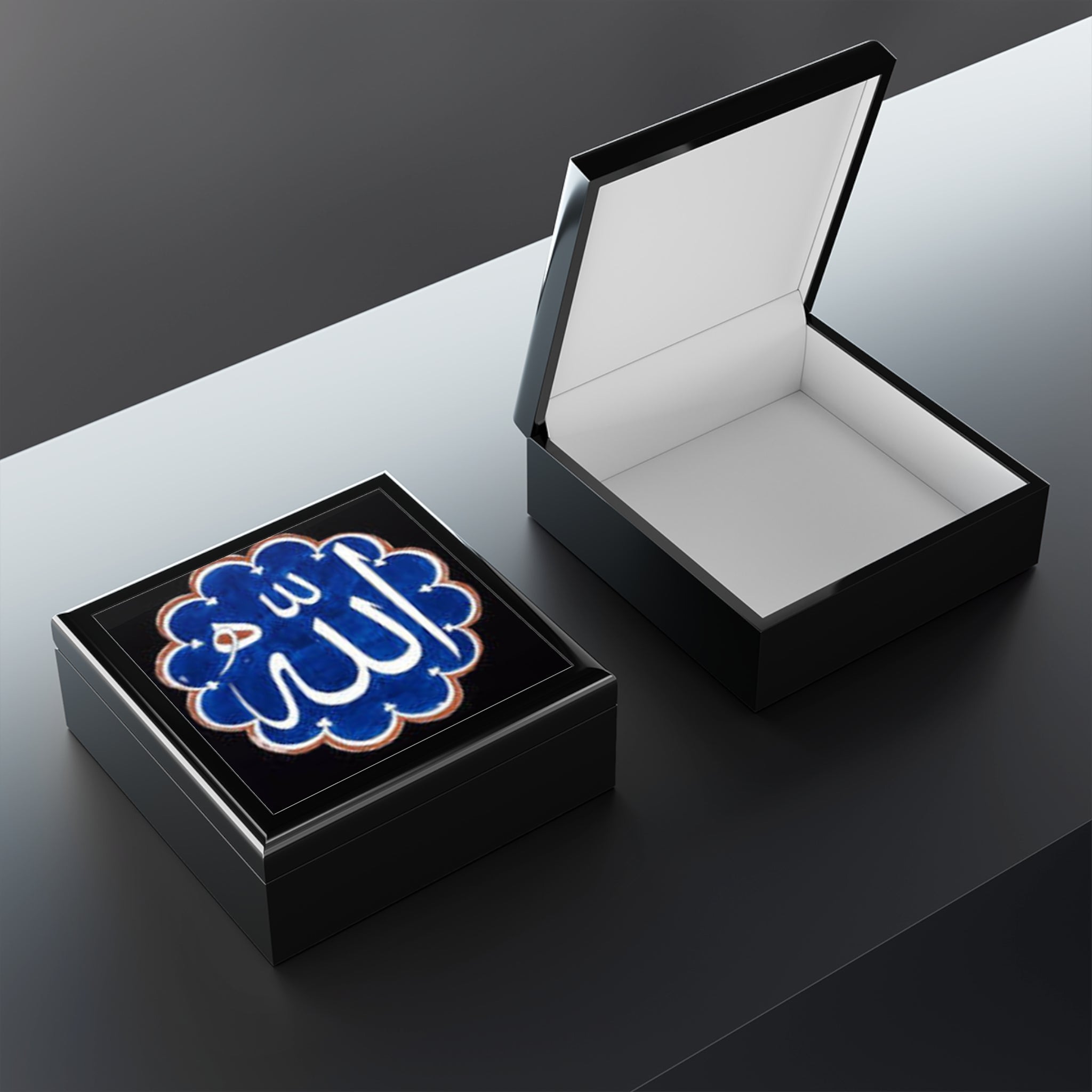 Allah Calligraphy Jewelry Box | Islamic Arabic Script Trinket Case