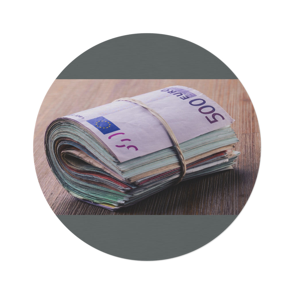 Stack of Euros Round Rug | Money Print Floor Mat, Euro Currency Decor