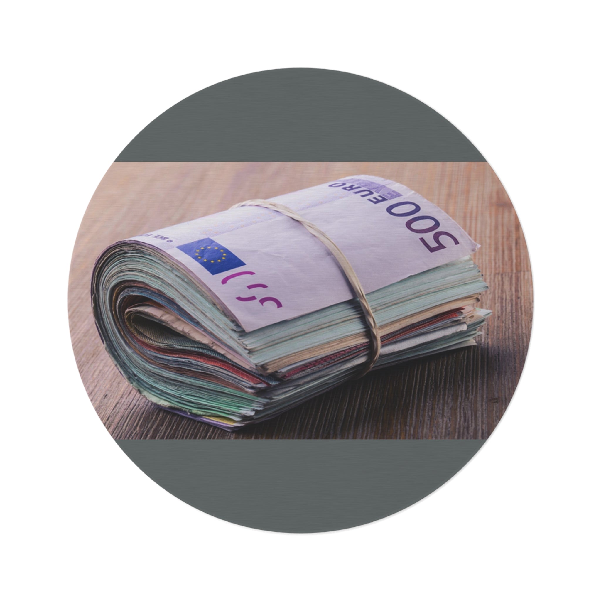 Stack of Euros Round Rug | Money Print Floor Mat, Euro Currency Decor