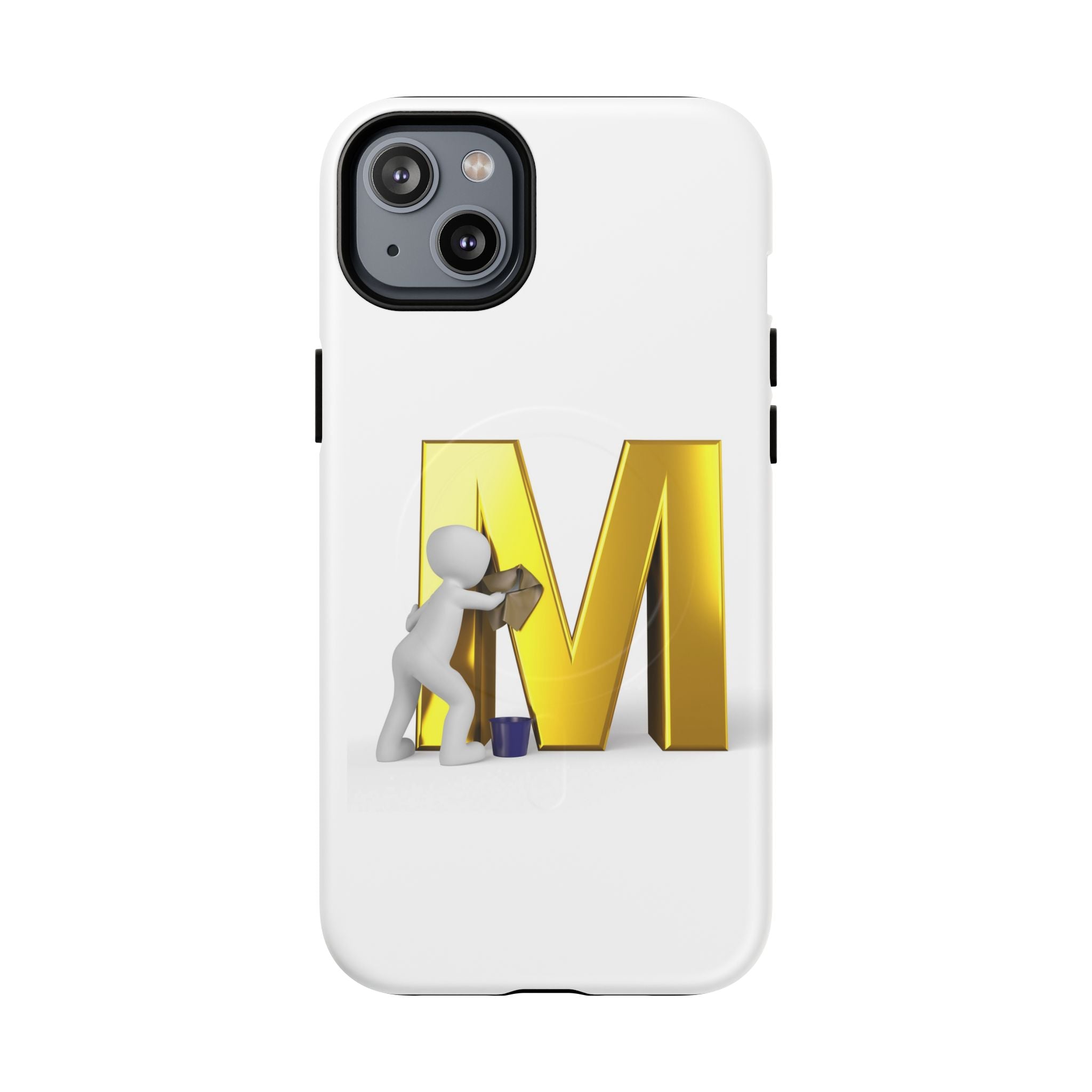 Coque de téléphone aimantée et robuste avec lettre M dorée | Coque magnétique résistante