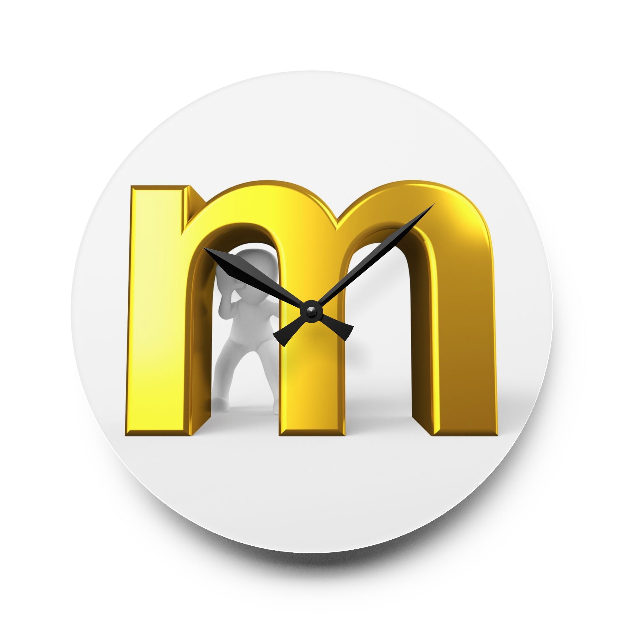 Horloge murale en acrylique lettre M dorée | Décoration moderne avec monogramme