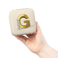 Gold Letter G Monogram Jewelry Travel Case | Compact Personalized Organizer