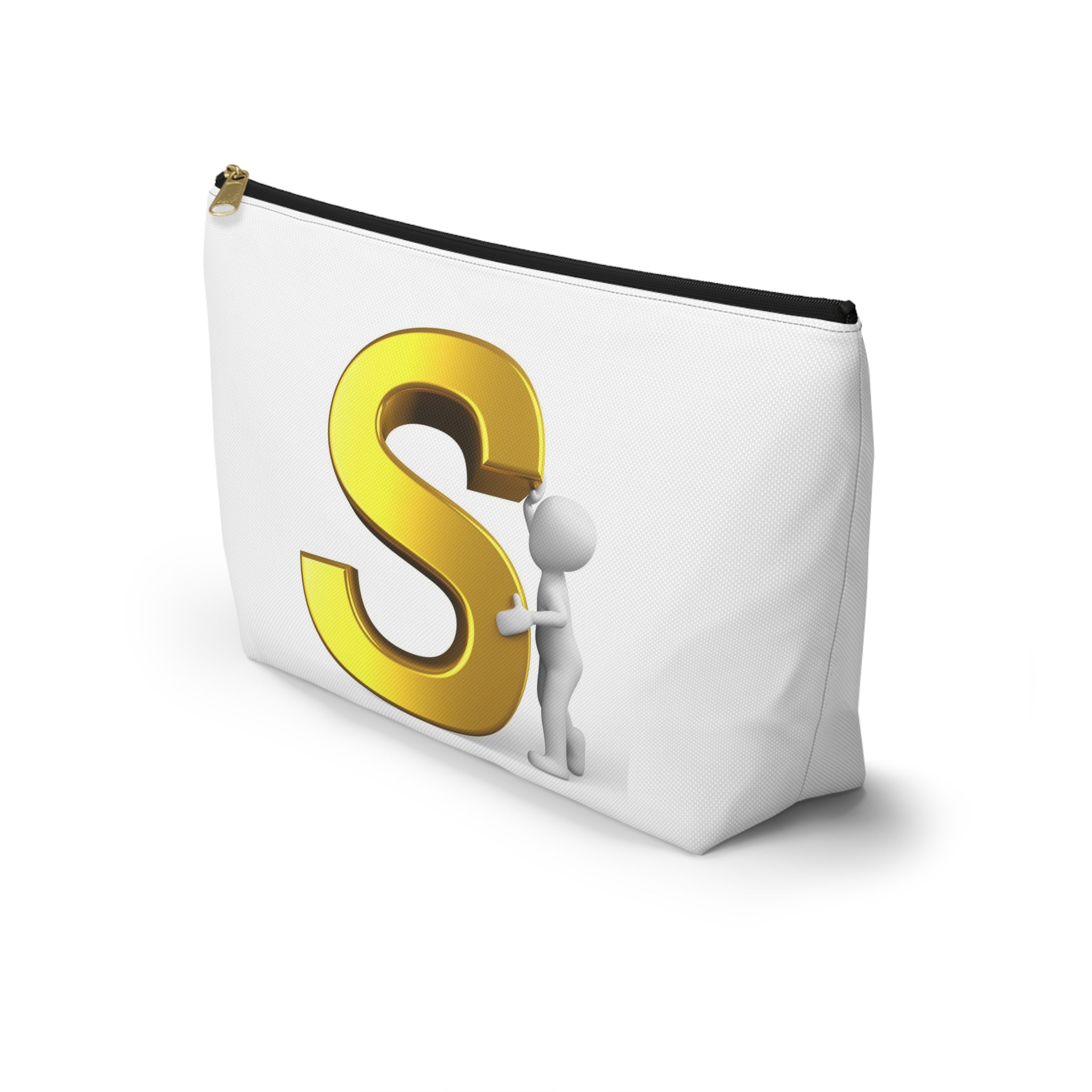 Gold Letter S Monogram Accessory Pouch