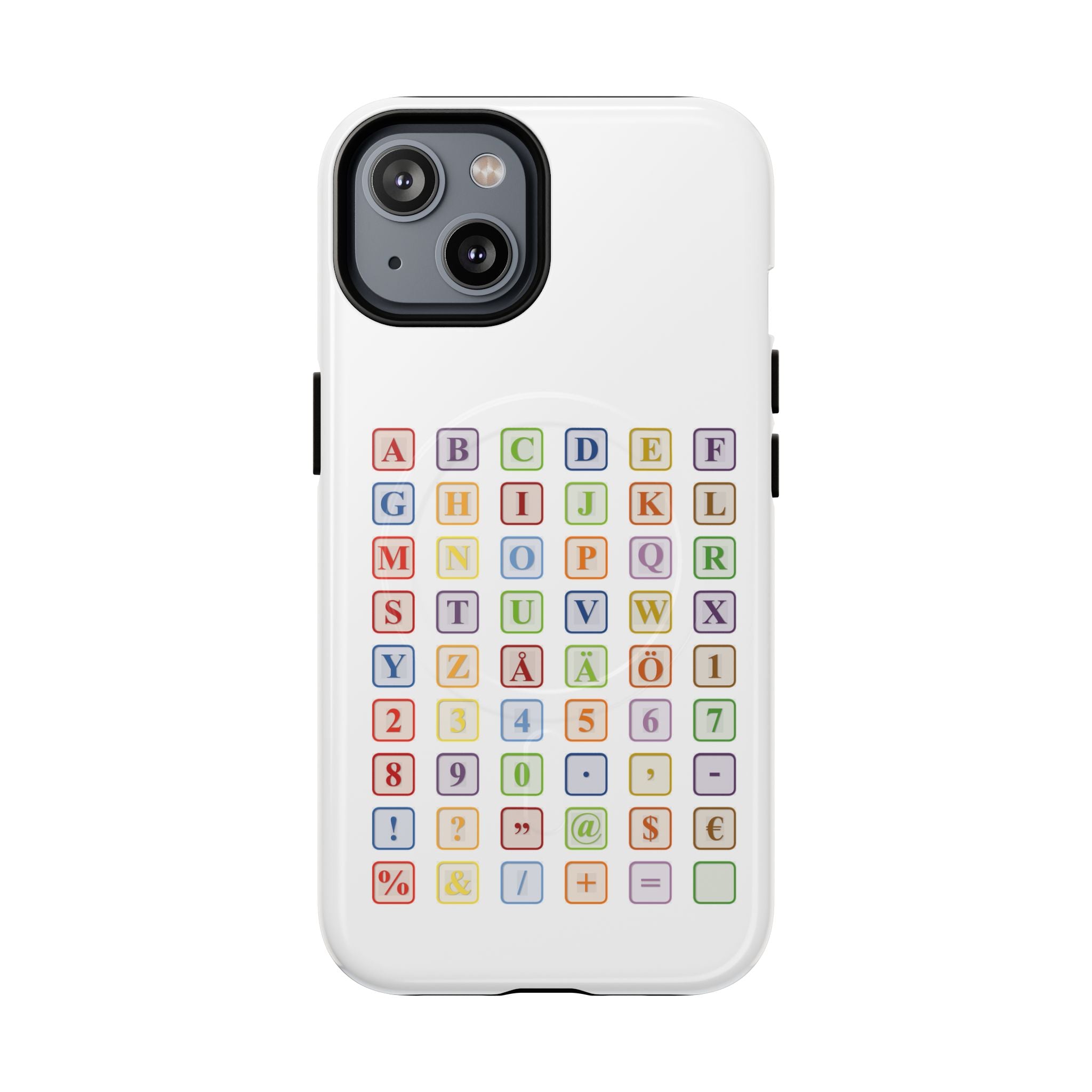 Coque de téléphone Alphabet Blocks | Coque magnétique résistante, grille de lettres colorées