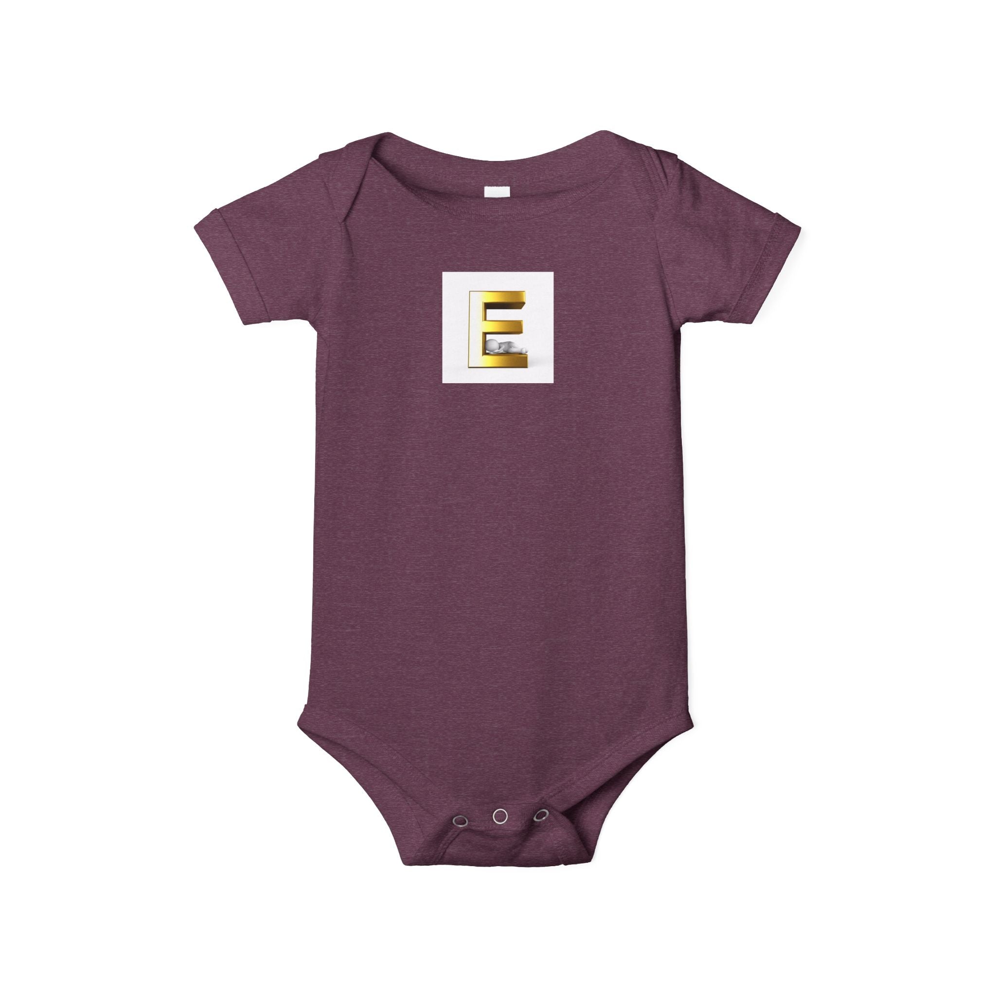 Body bébé motif lettre E dorée | Body bébé personnalisé initiales