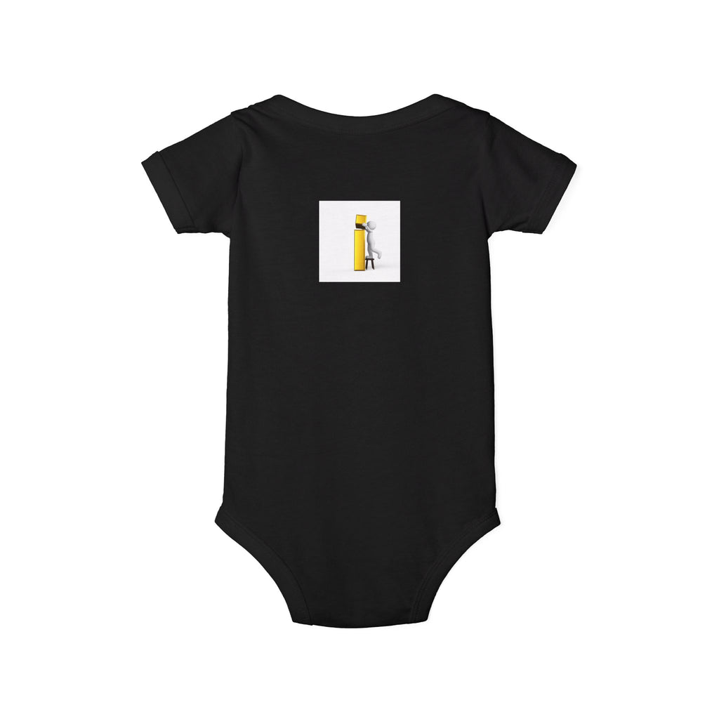 Little Figure Building Yellow Letter i Baby Onesie | Infant Bodysuit