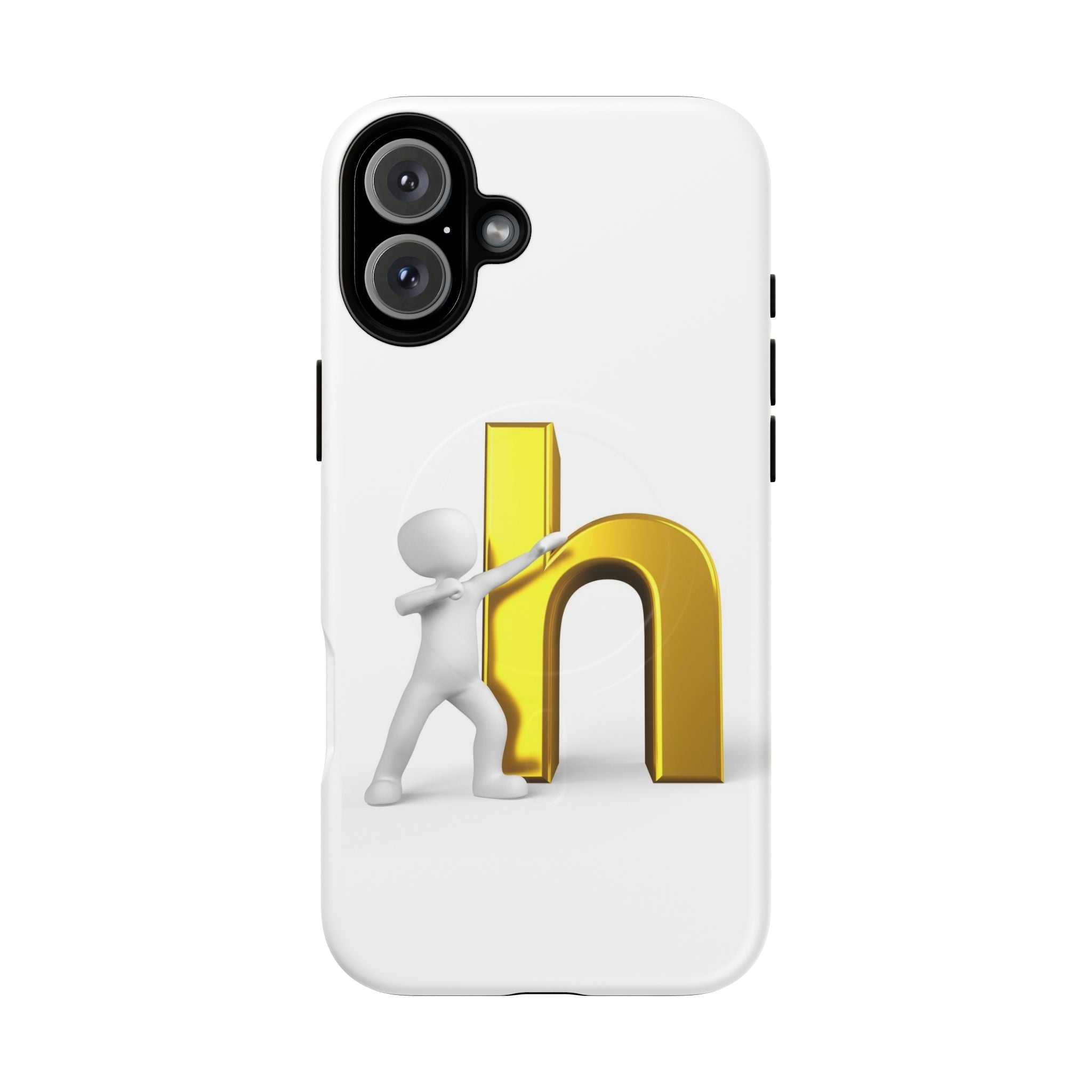 Coque de téléphone 3D avec lettre H dorée poussée | Coque magnétique robuste
