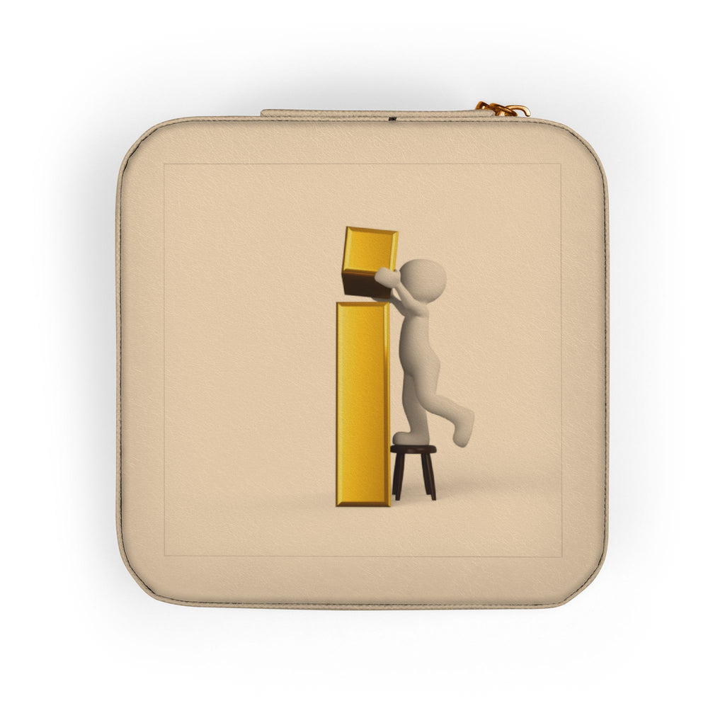 Minimalist 3D Figure Monogram Jewelry Travel Case | Compact Velvet Organizer