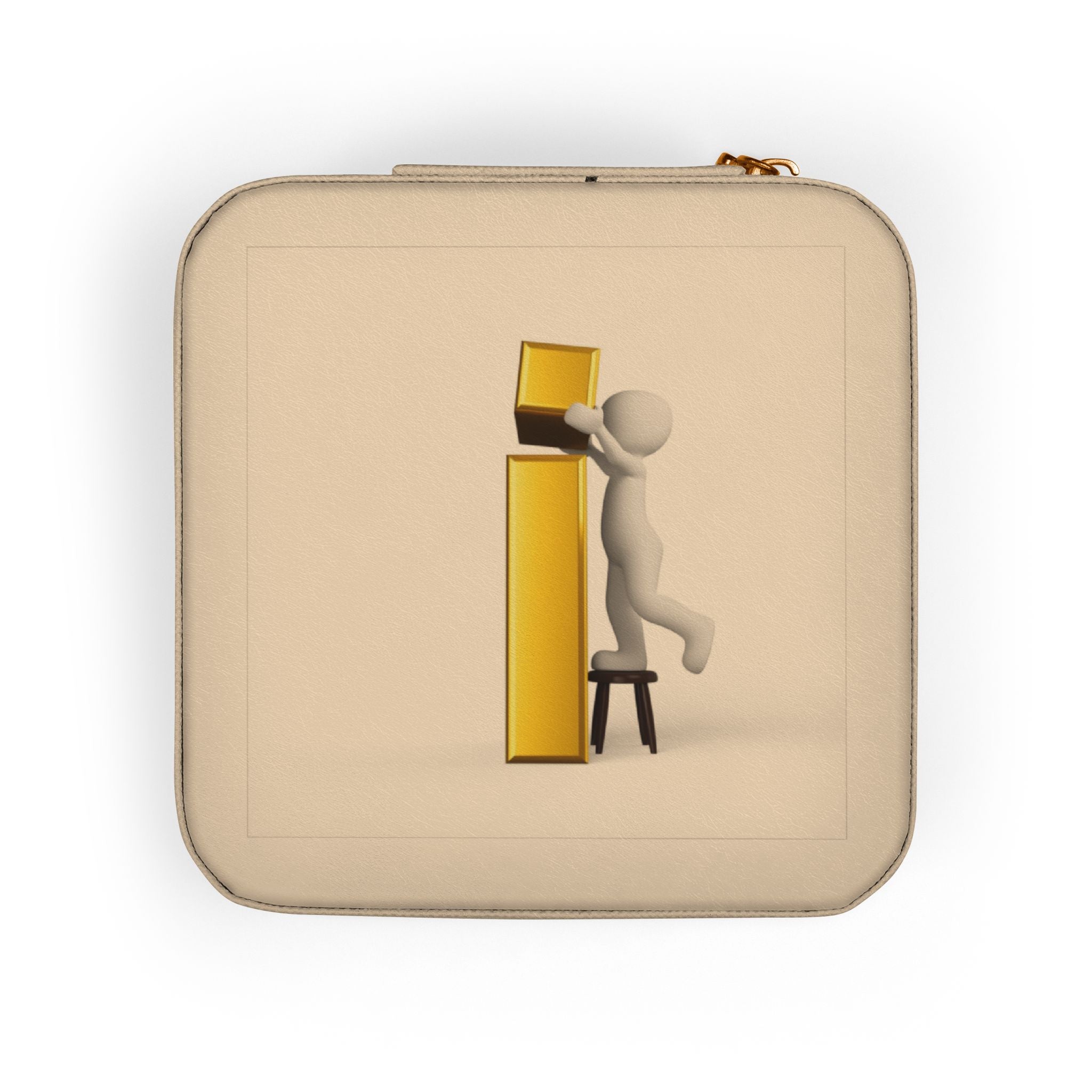 Minimalist 3D Figure Monogram Jewelry Travel Case | Compact Velvet Organizer