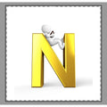 Gold Letter N with Relaxing Figure Woven-Style Coverlet