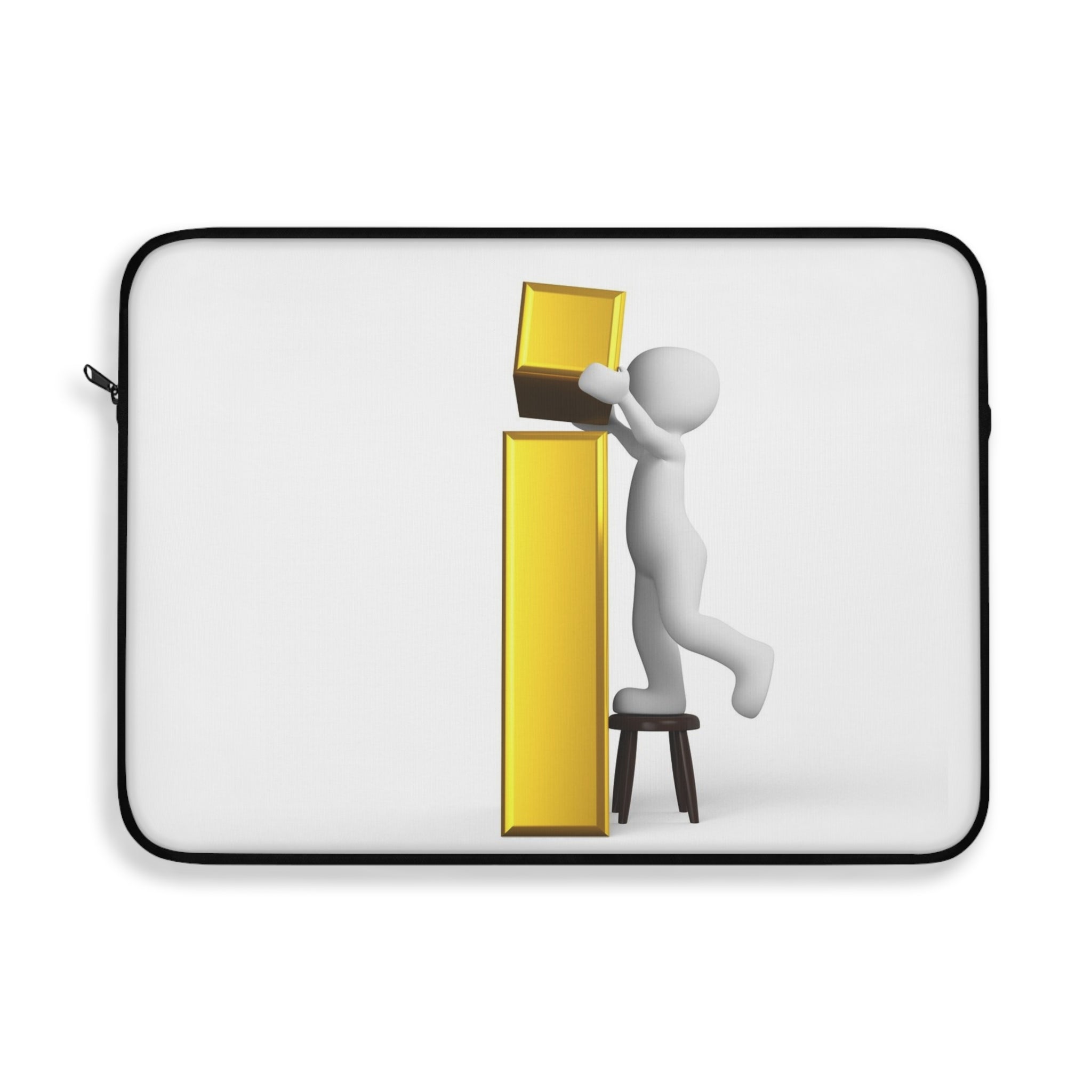 Housse d'ordinateur portable motif bonhomme allumette 3D et lettre « i » | Étui technologique minimaliste blanc