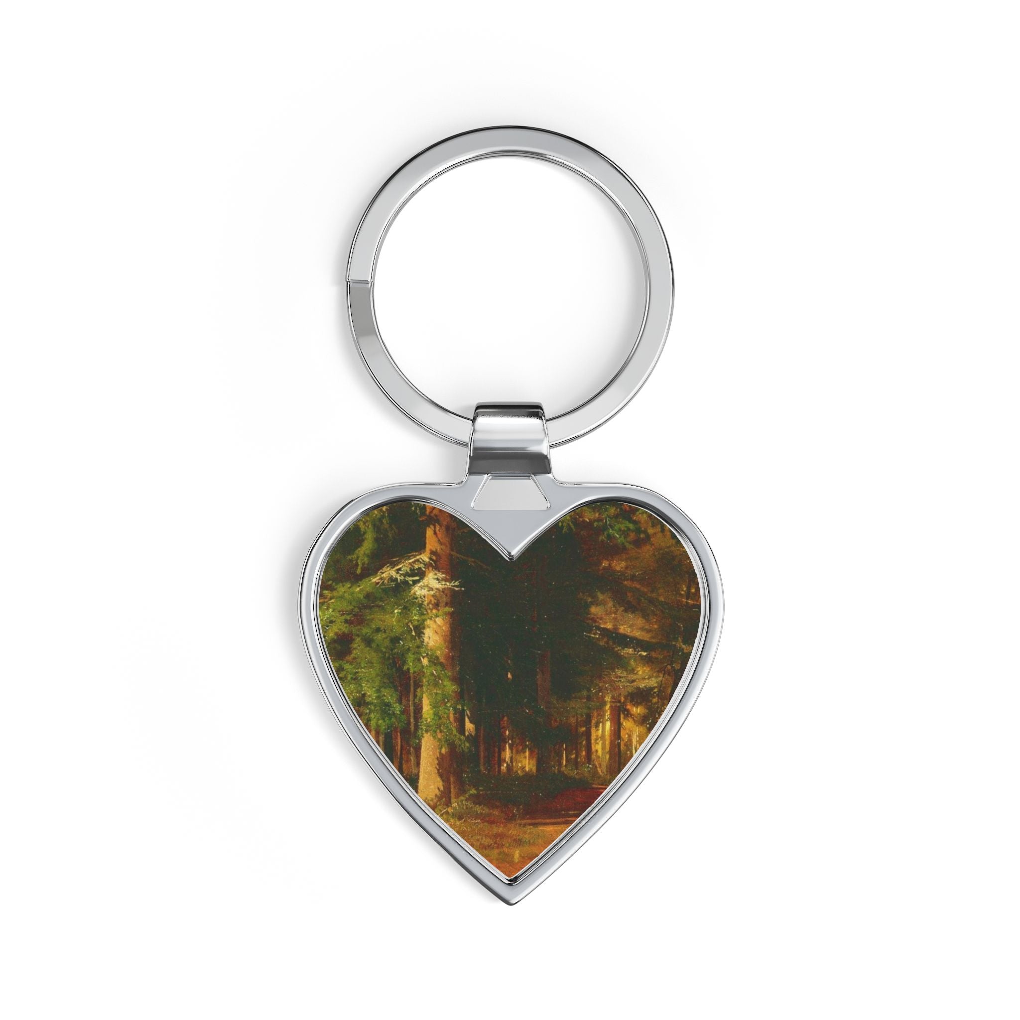 Forest Path Heart Keychain | Woodland Scenery Keyring