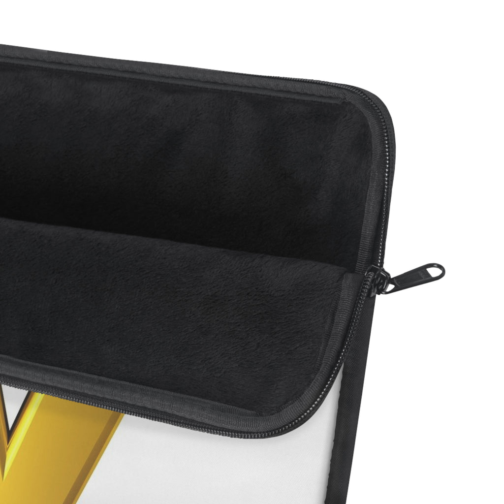 3D Character Hugging Gold Letter V Laptop Sleeve | Monogram Initial Cover