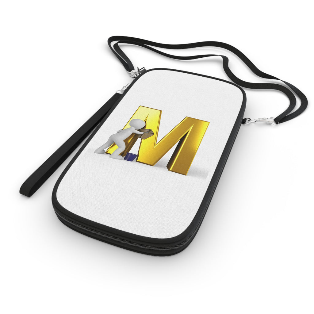 Gold 3D Letter M with Figure Passport Wallet | Monogram Travel Case
