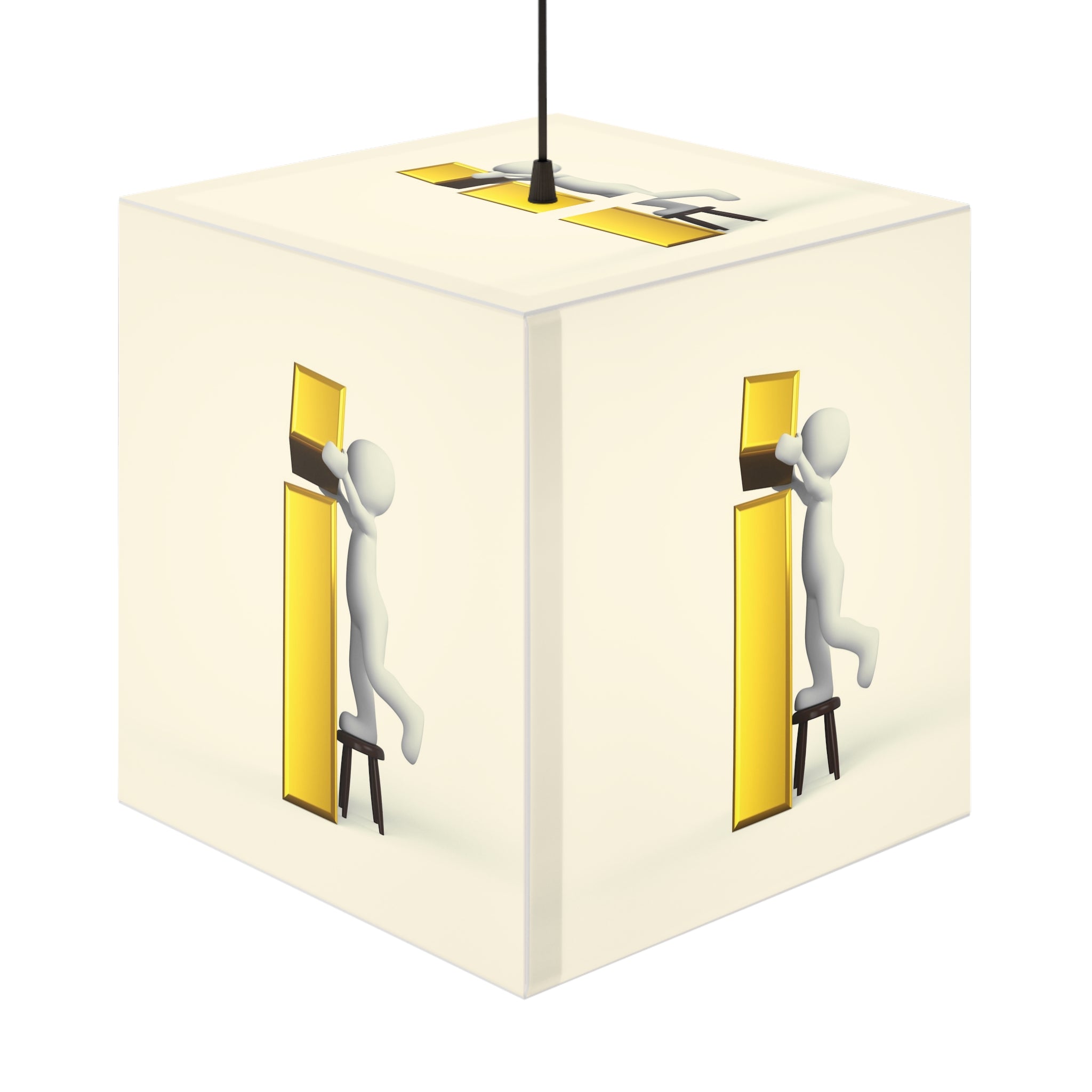 Stick Figure Building Letter i Light Cube Lamp | Minimal Typographic Nightlight