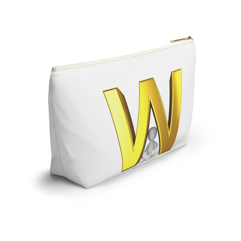 Gold Letter W monogram Accessory Pouch | Initial W T bottom cosmetic bag
