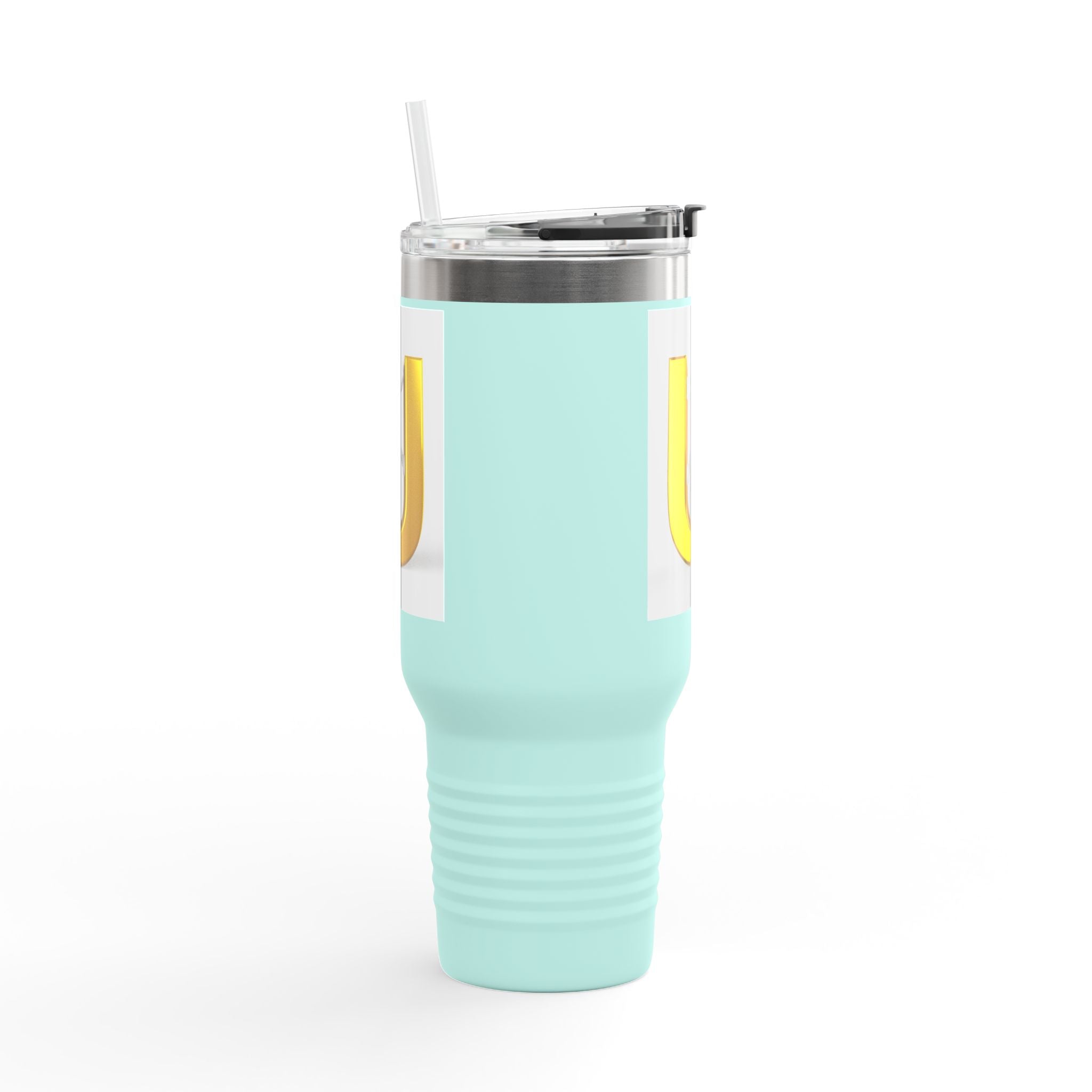Gobelet de voyage isotherme 40 oz avec lettre U dorée en 3D et figurine | Tumbler