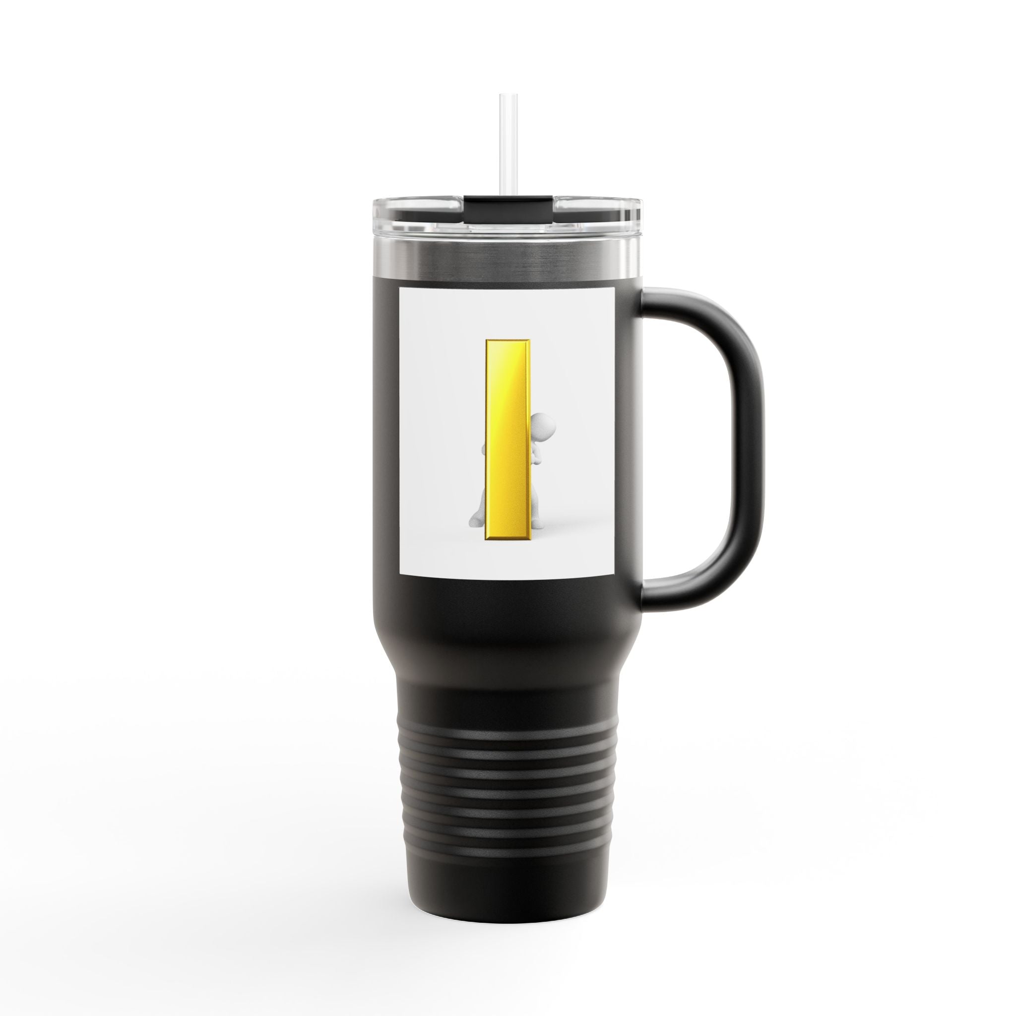 Yellow Letter i Character Travel Mug | 40oz Insulated Tumbler