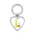 Yellow Letter L Logo Heart Keychain | Initial L Keychain