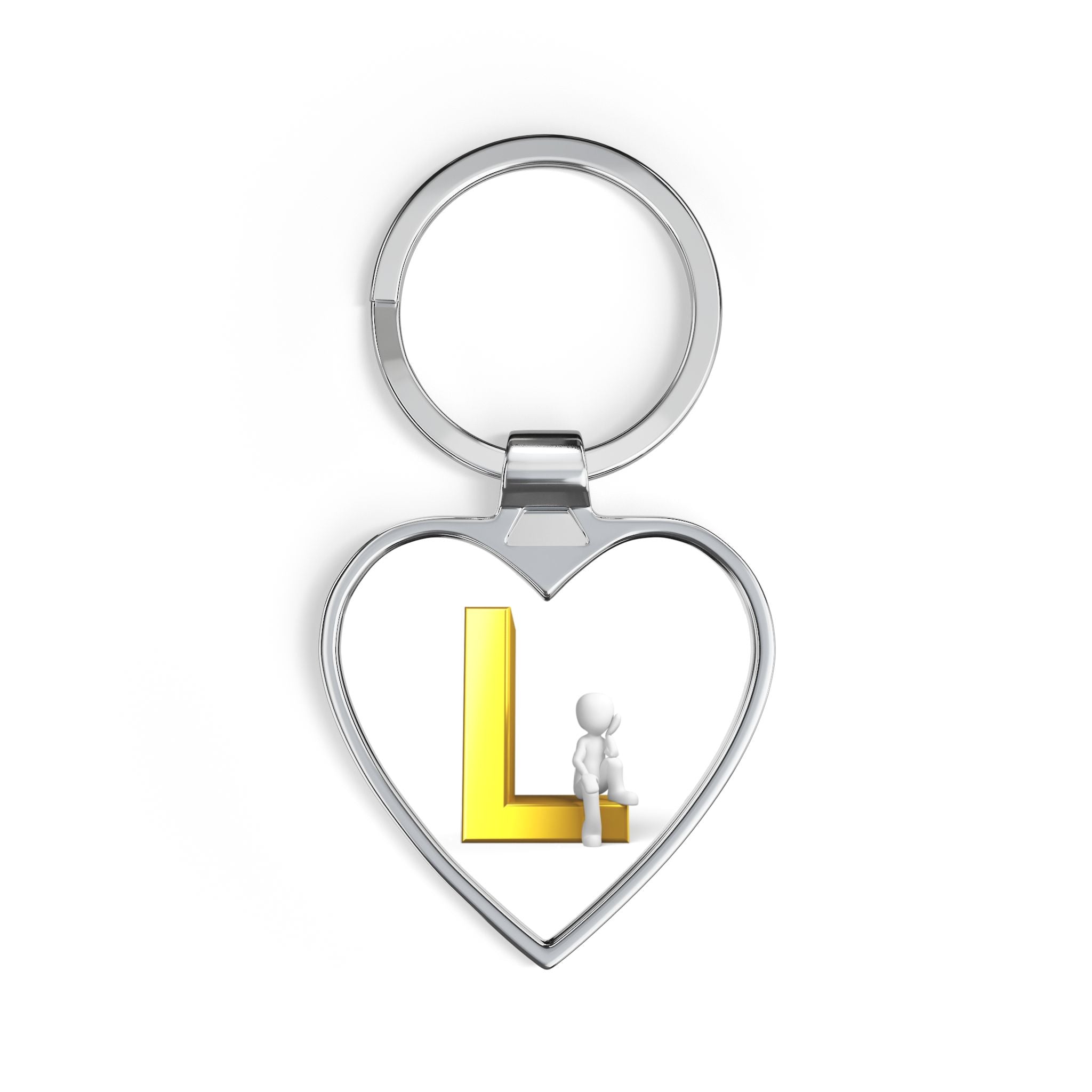 Yellow Letter L Logo Heart Keychain | Initial L Keychain